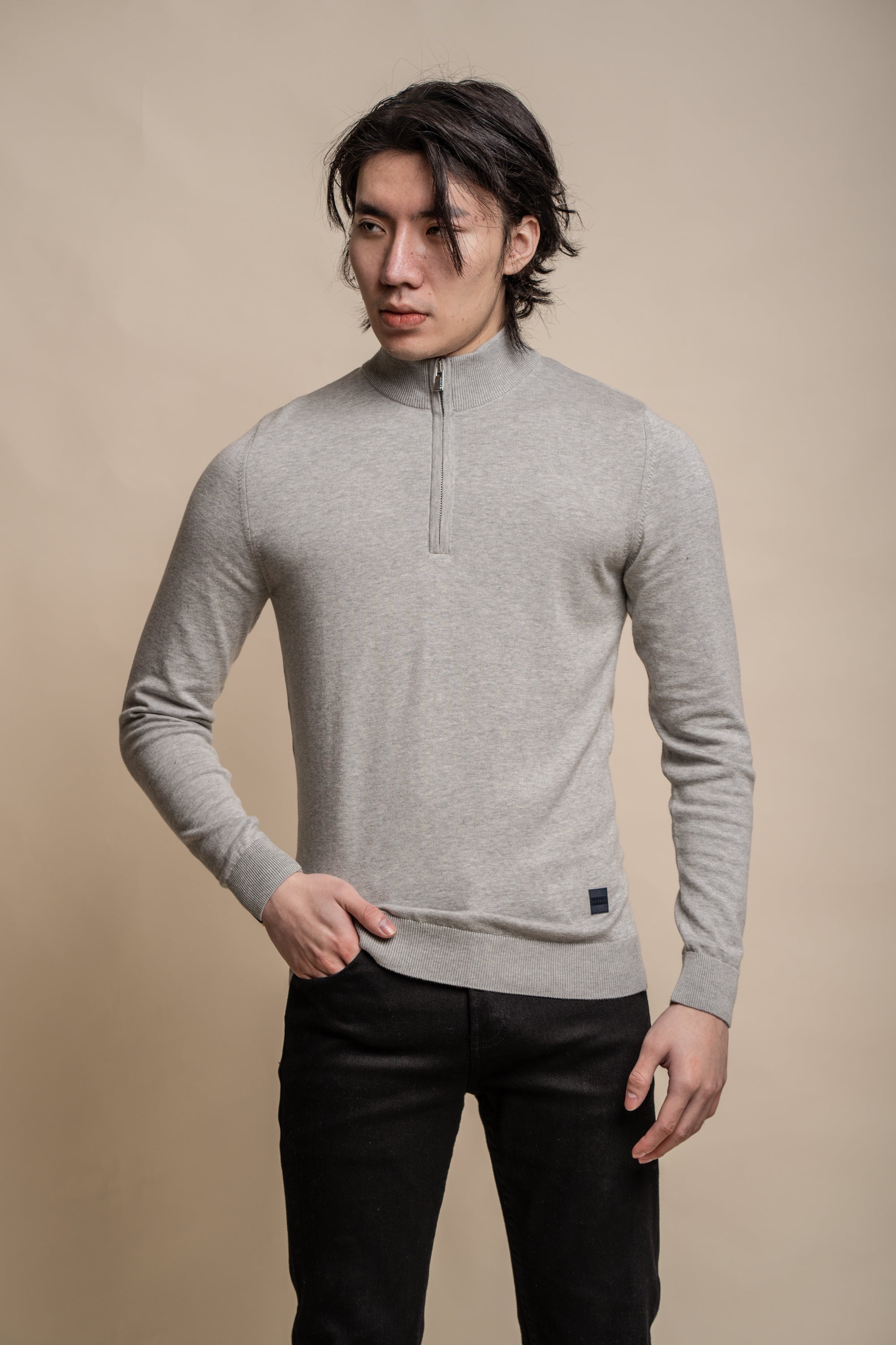 Cavani Avanti Grigio - Pullover da uomo con zip
