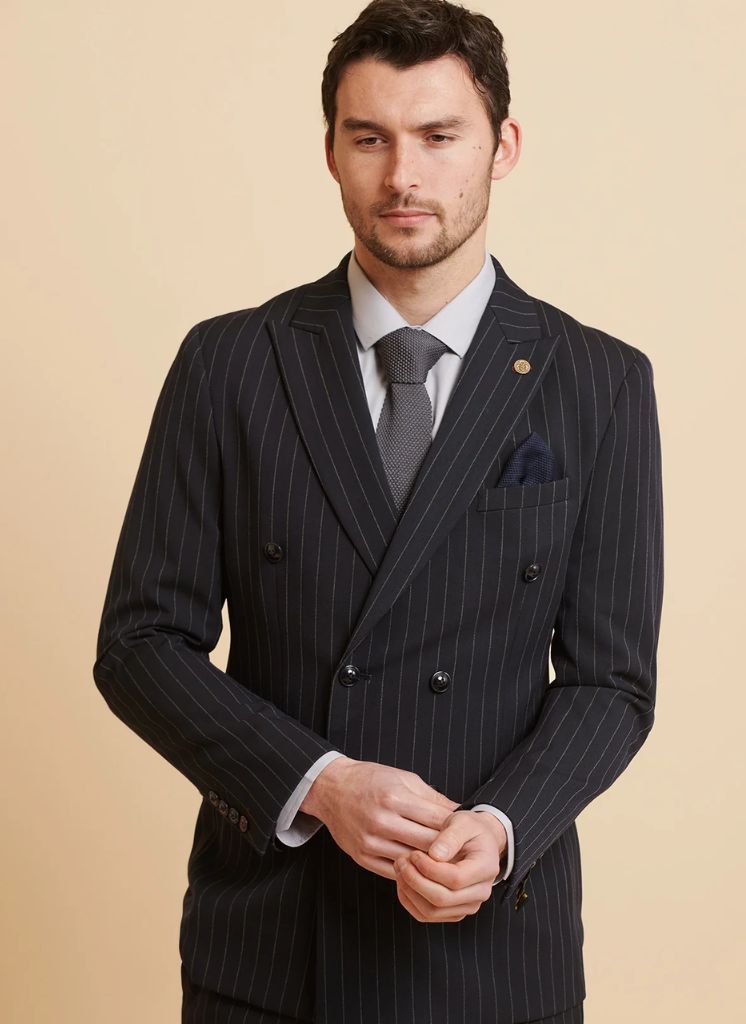 Marc Darcy – Giacca Rocco a Righe Blu Navy Doppiopetto