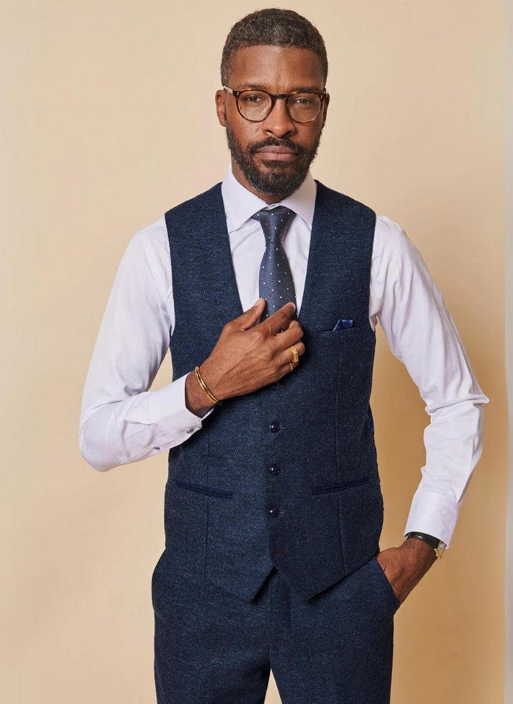 Marc Darcy – Gilet Marlow Tweed Blu