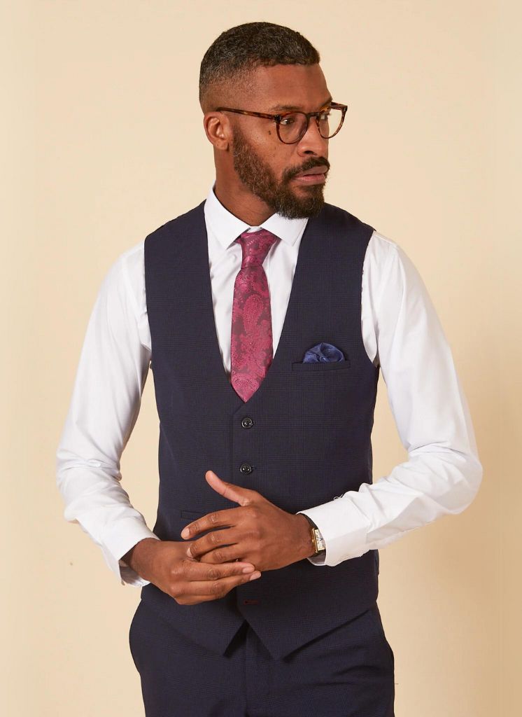 Marc Darcy – Gilet Bromley Blu Navy Quadri