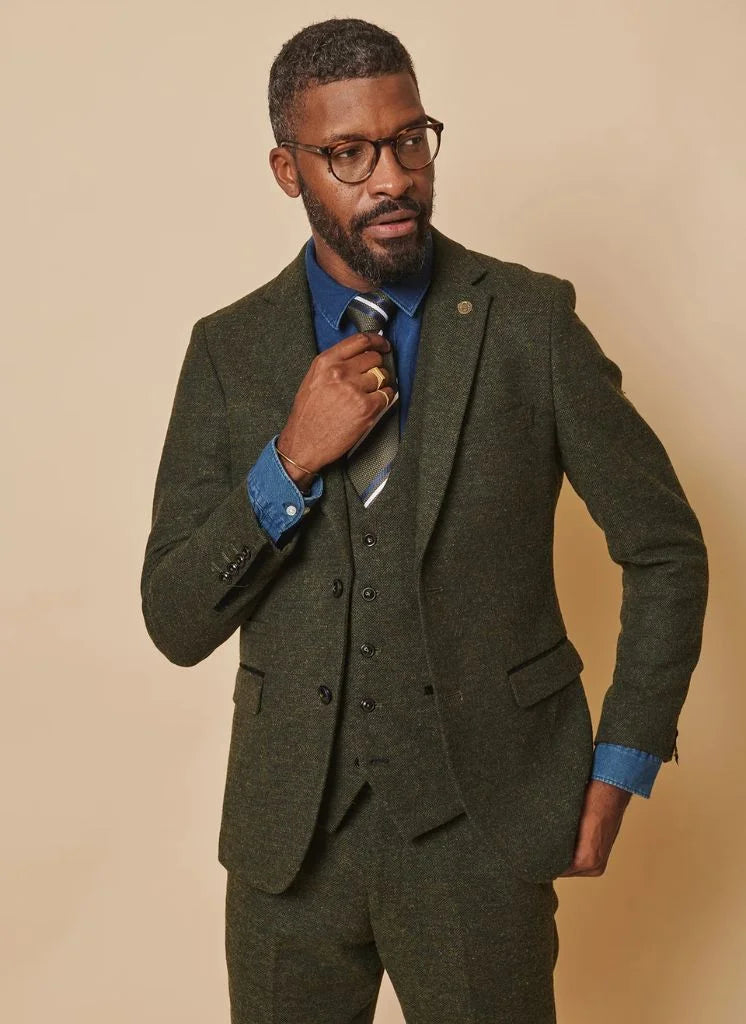 Marc Darcy – Giacca Marlow Tweed Verde Oliva