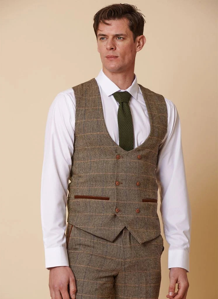 Marc Darcy – Gilet Ted Marrone Chiaro Doppiopetto