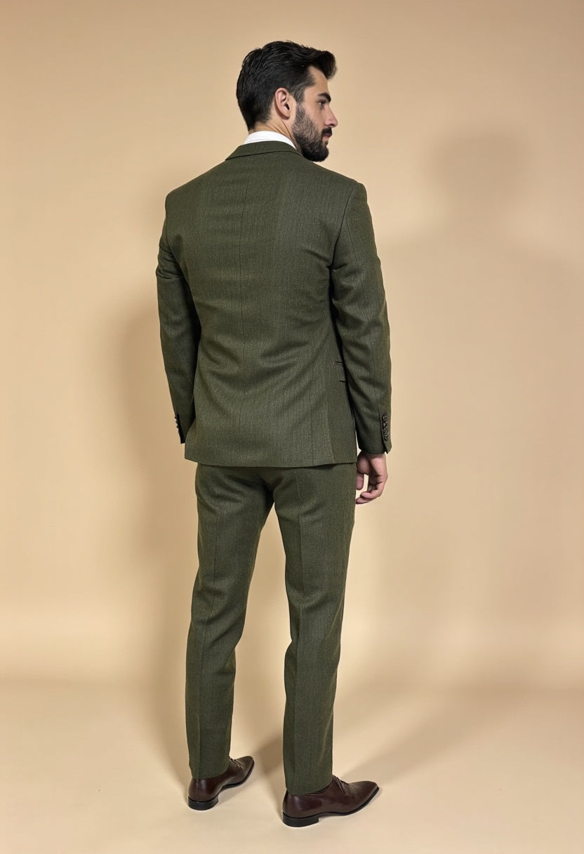 CASTLESON Chief – Abito Da Uomo In Tweed Verde Oliva Mix & Match