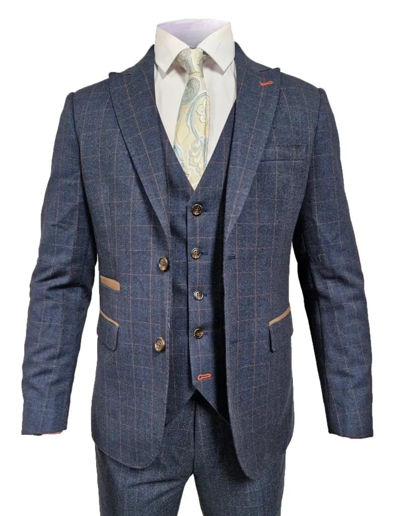 TAVERNY – Giacca Admiral a Quadri Blu Navy