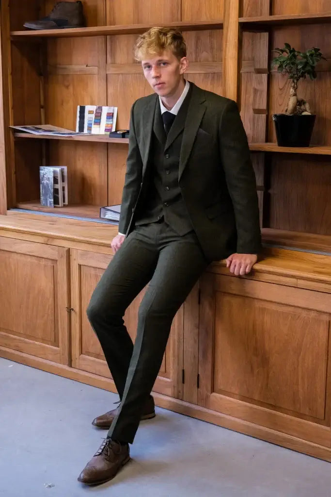 CASTLESON Chief – Pantaloni Tweed Verde Oliva