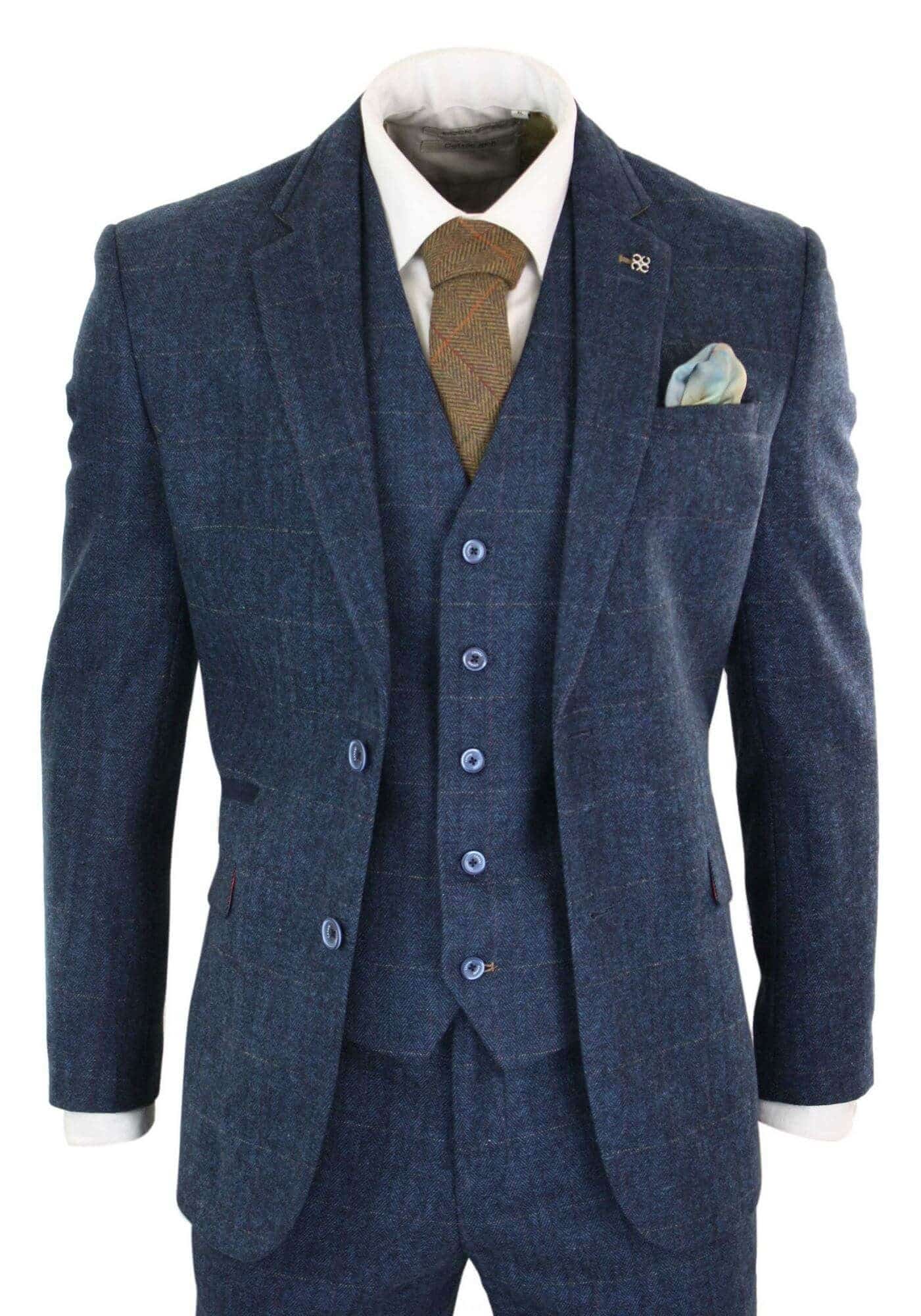Completo a Tre Pezzi Cavani Peaky Blinders - Carnegi Navy Tweed Suit