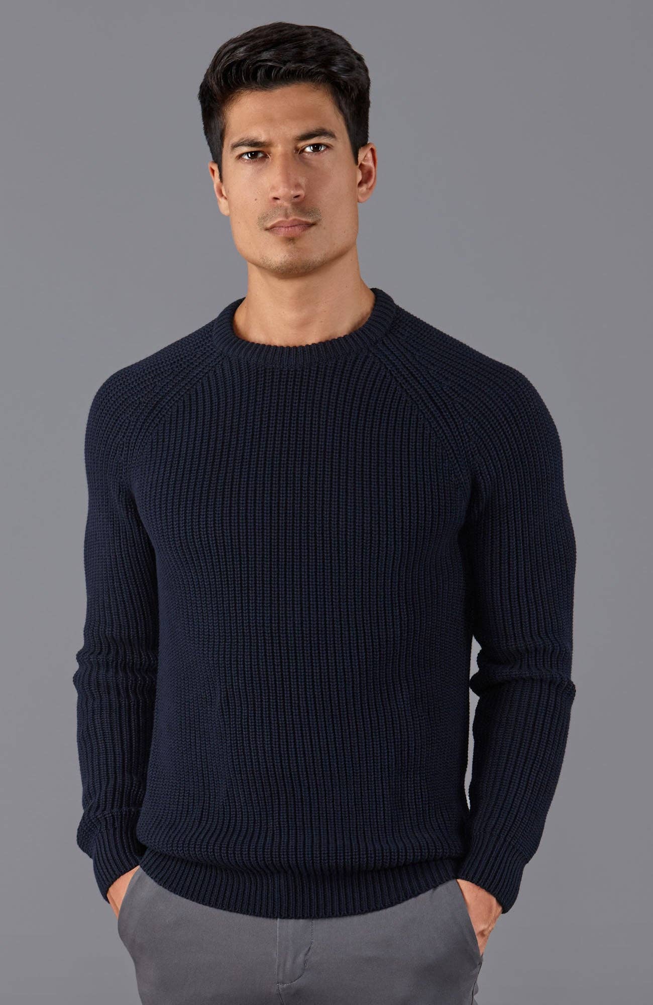 Maglione da uomo in cotone a coste da pescatore