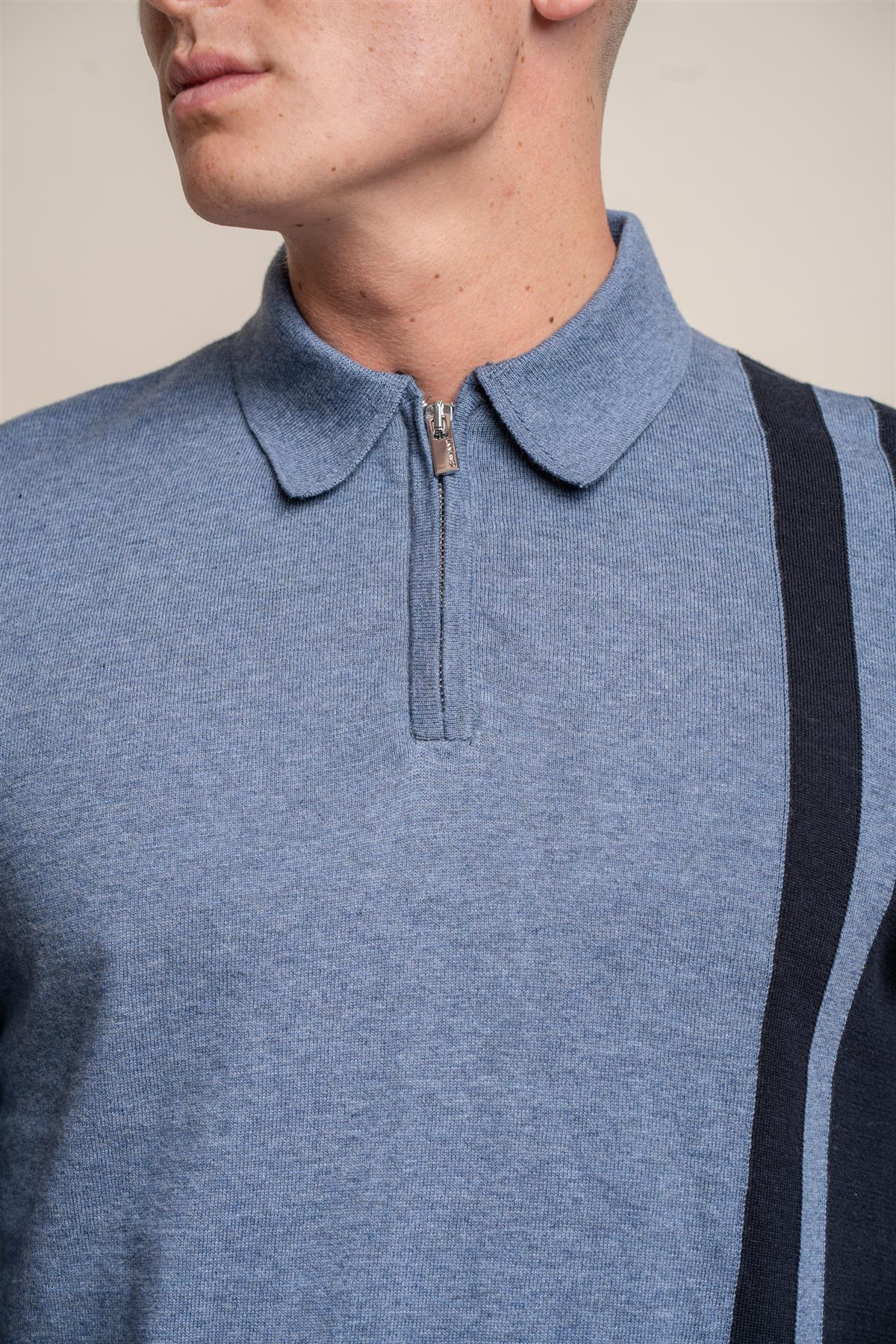 Diablo Blu Navy - Pullover da uomo con zip - Cavani