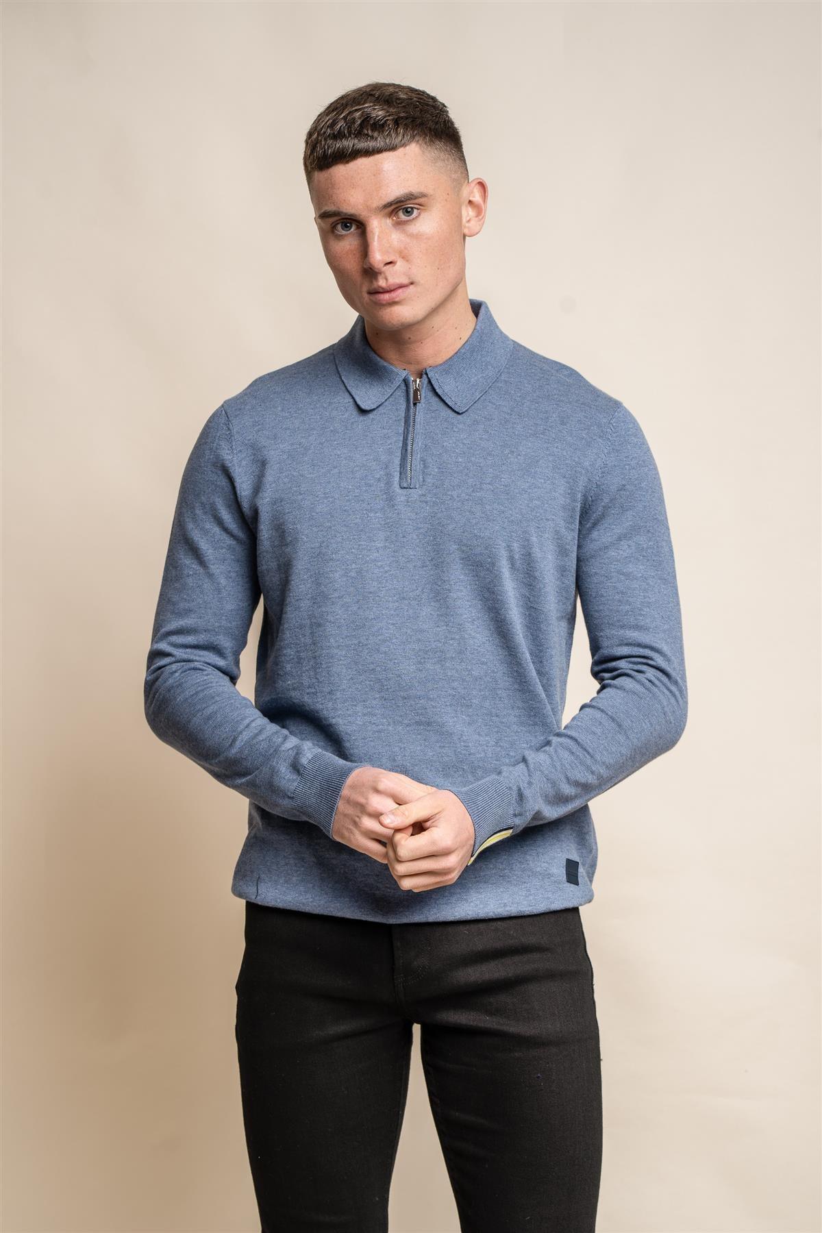 Falcao Ecru - Pullover da uomo con zip - Cavani