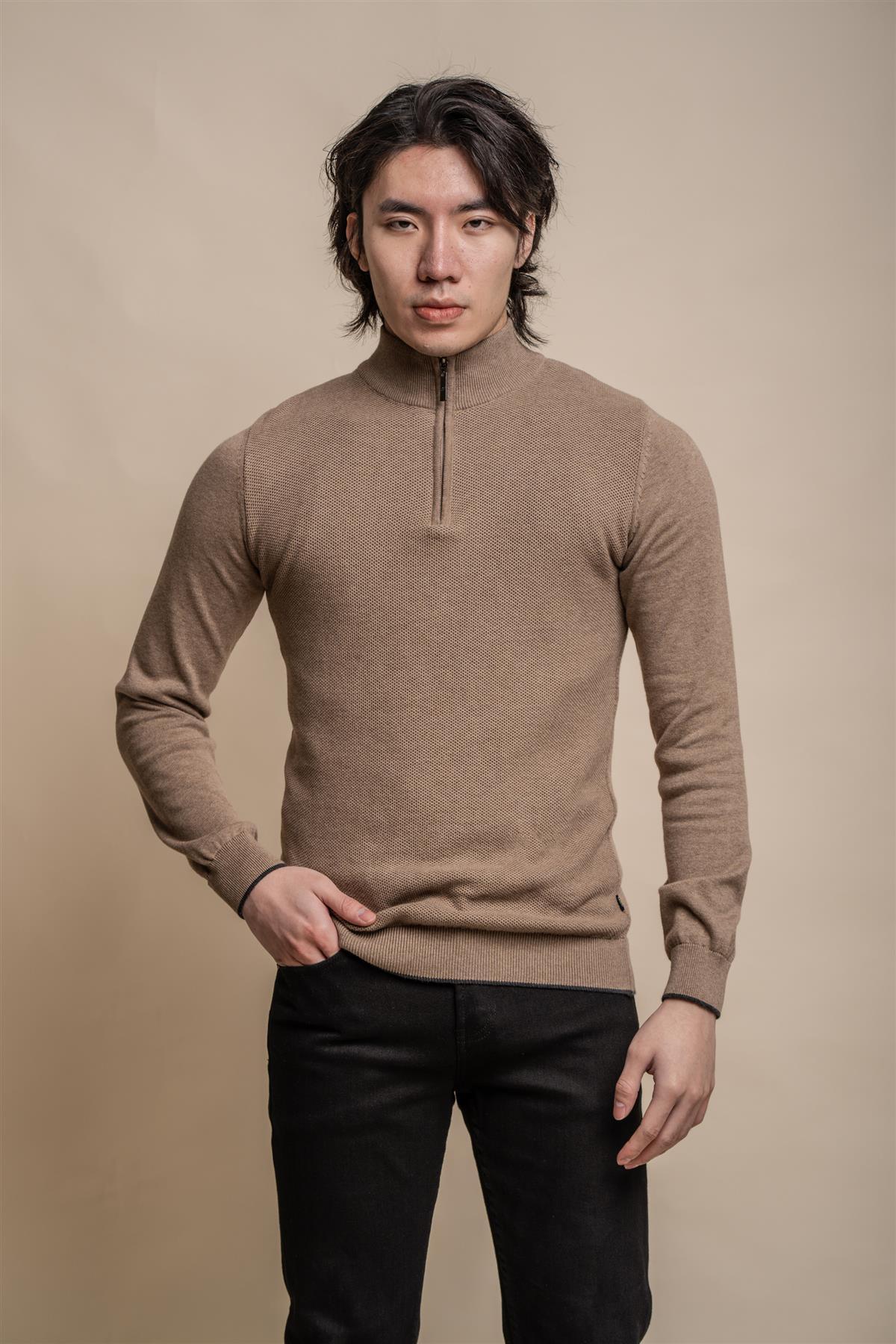 Kyle Verde Mandorla - Pullover da uomo con zip - Cavani