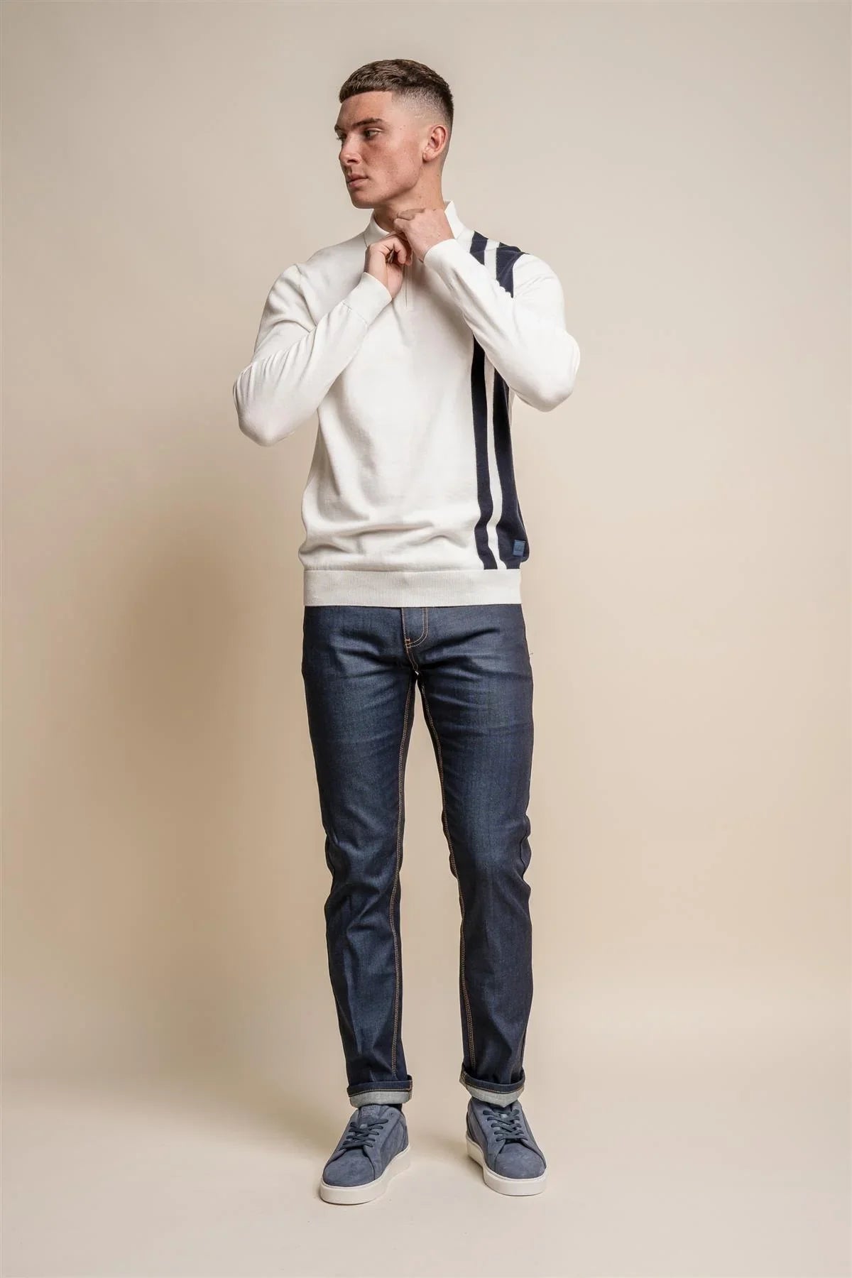 Diablo Blu Navy - Pullover da uomo con zip - Cavani