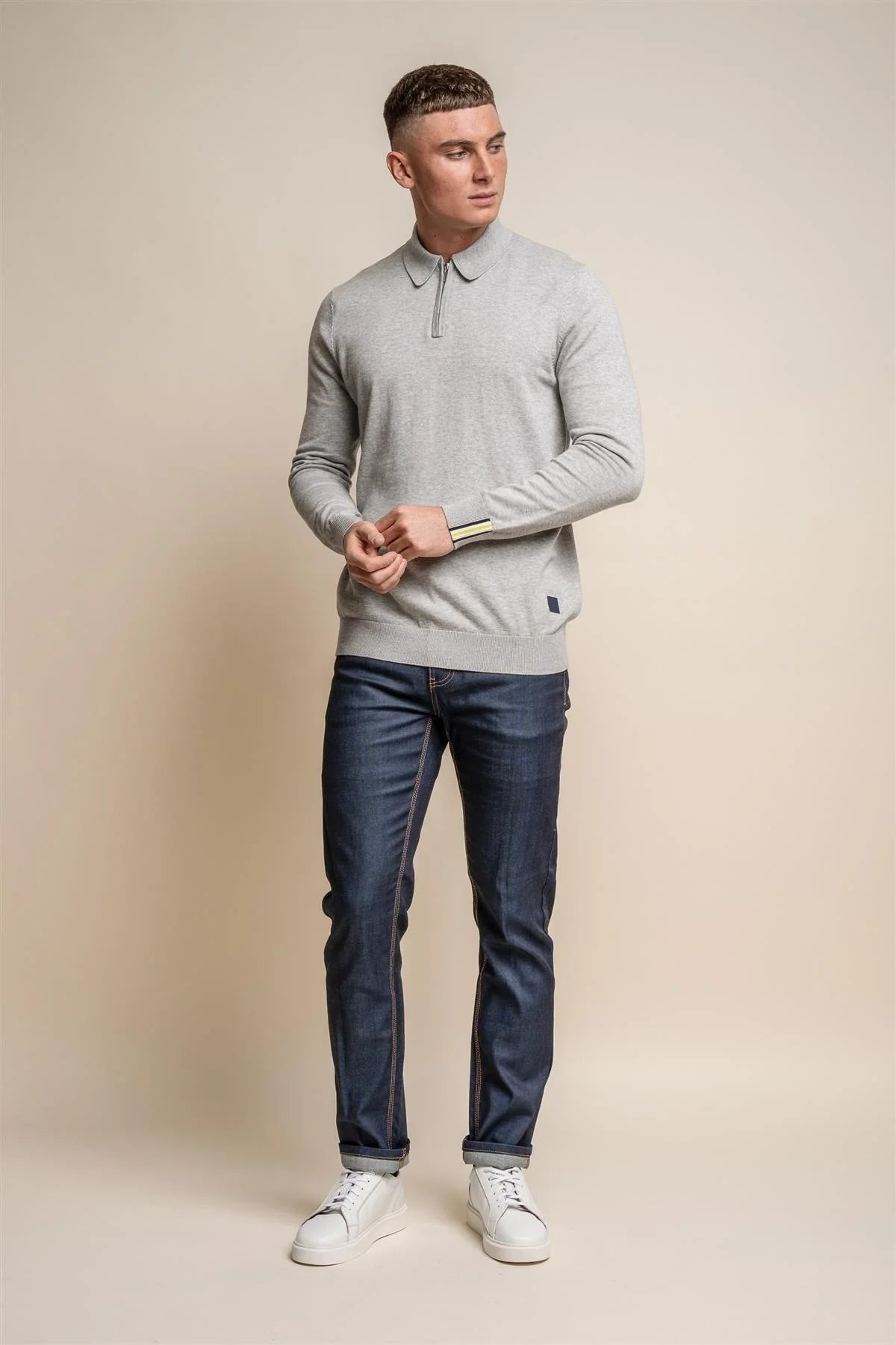 Falcao Ecru - Pullover da uomo con zip - Cavani