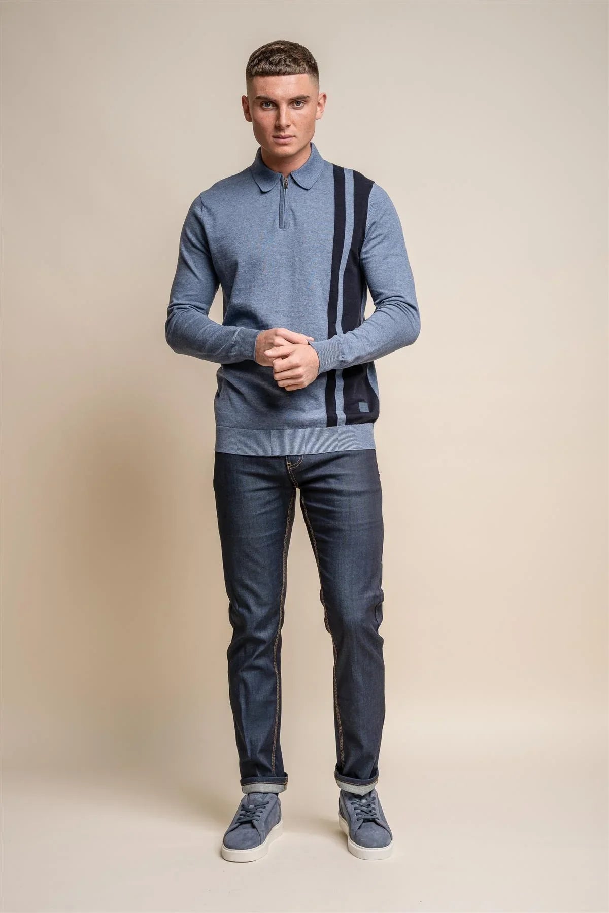 Diablo Blu Navy - Pullover da uomo con zip - Cavani