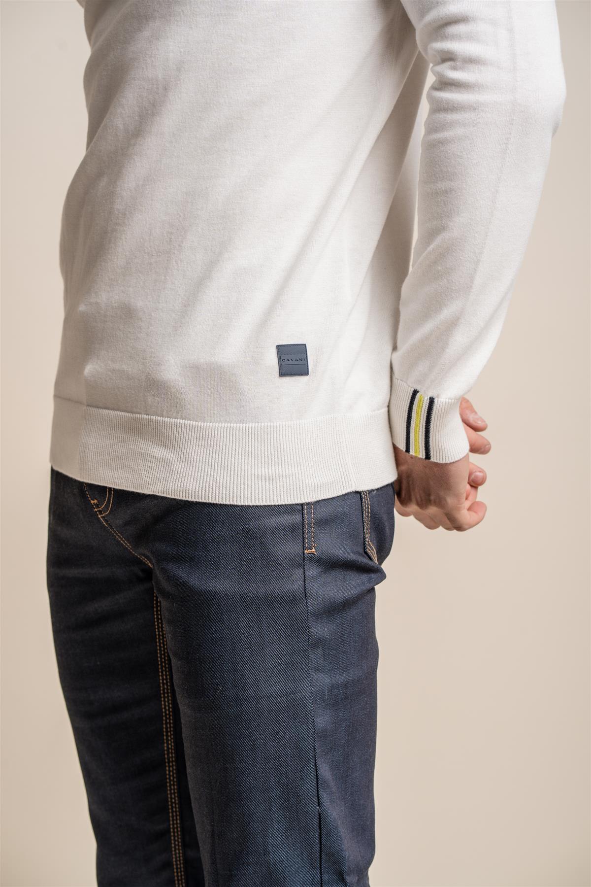 Falcao Ecru - Pullover da uomo con zip - Cavani