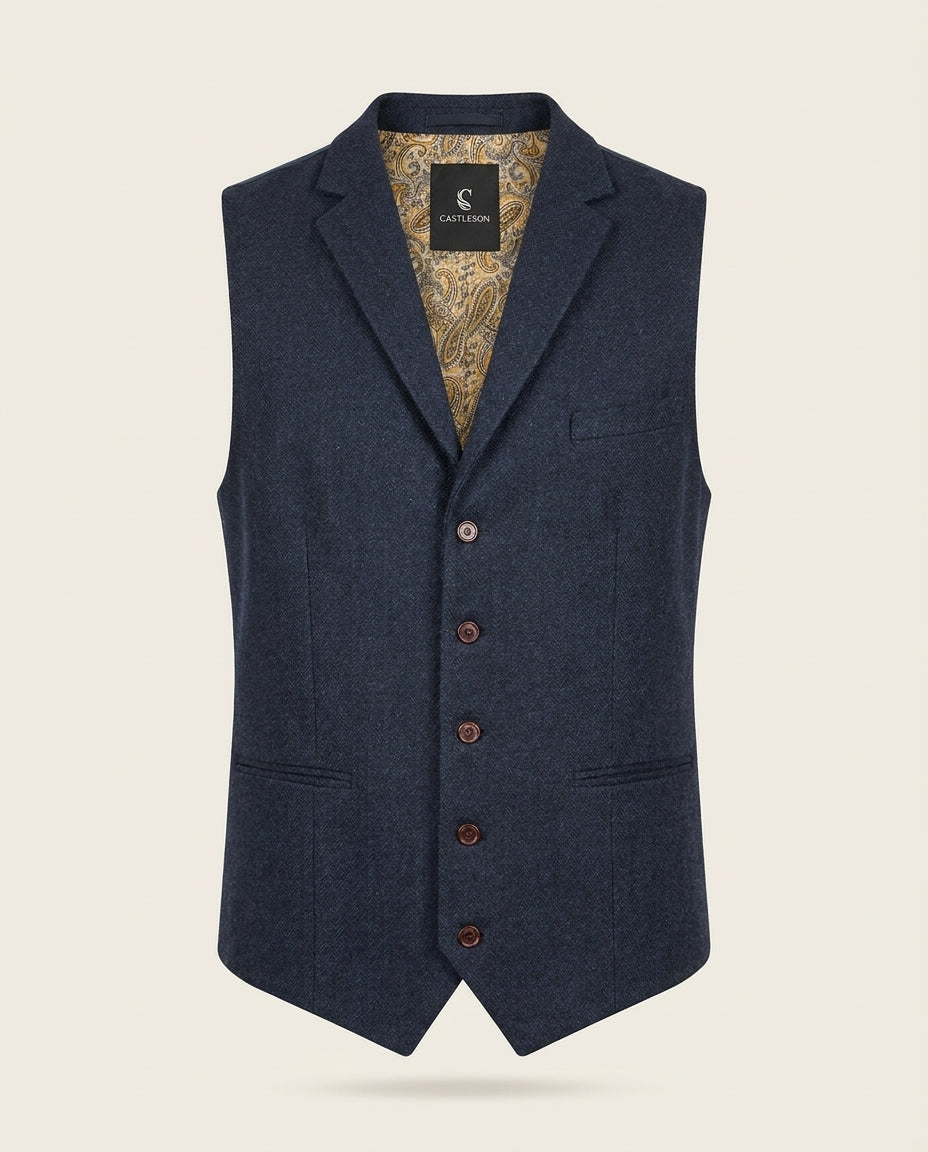 CASTLESON – Gilet Chief Tweed Blu Navy