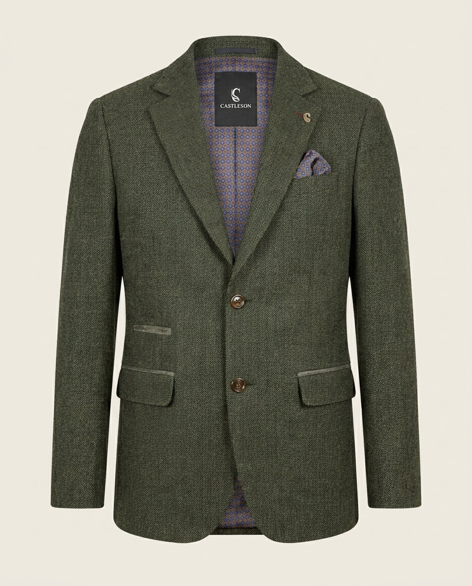 CASTLESON Chief – Giacca Tweed Verde Oliva