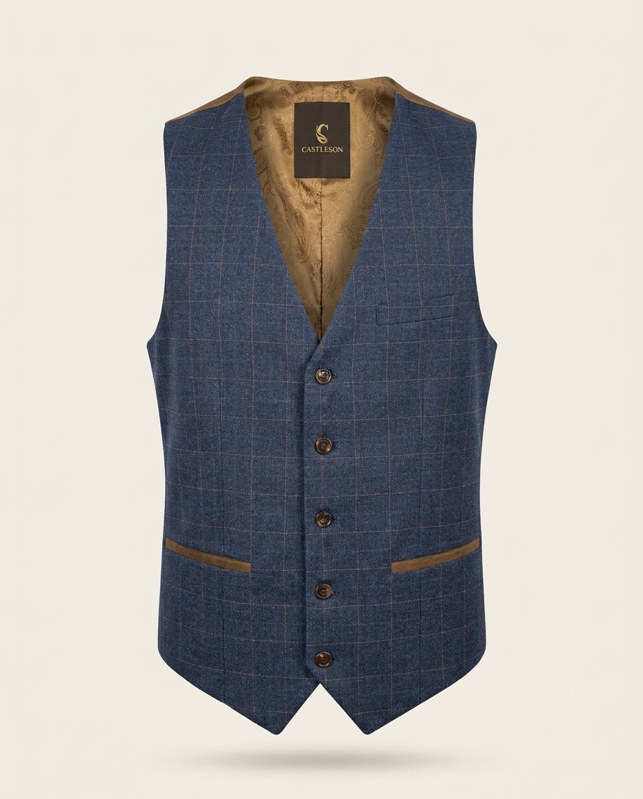 TAVERNY – Gilet Admiral Quadri Blu Navy