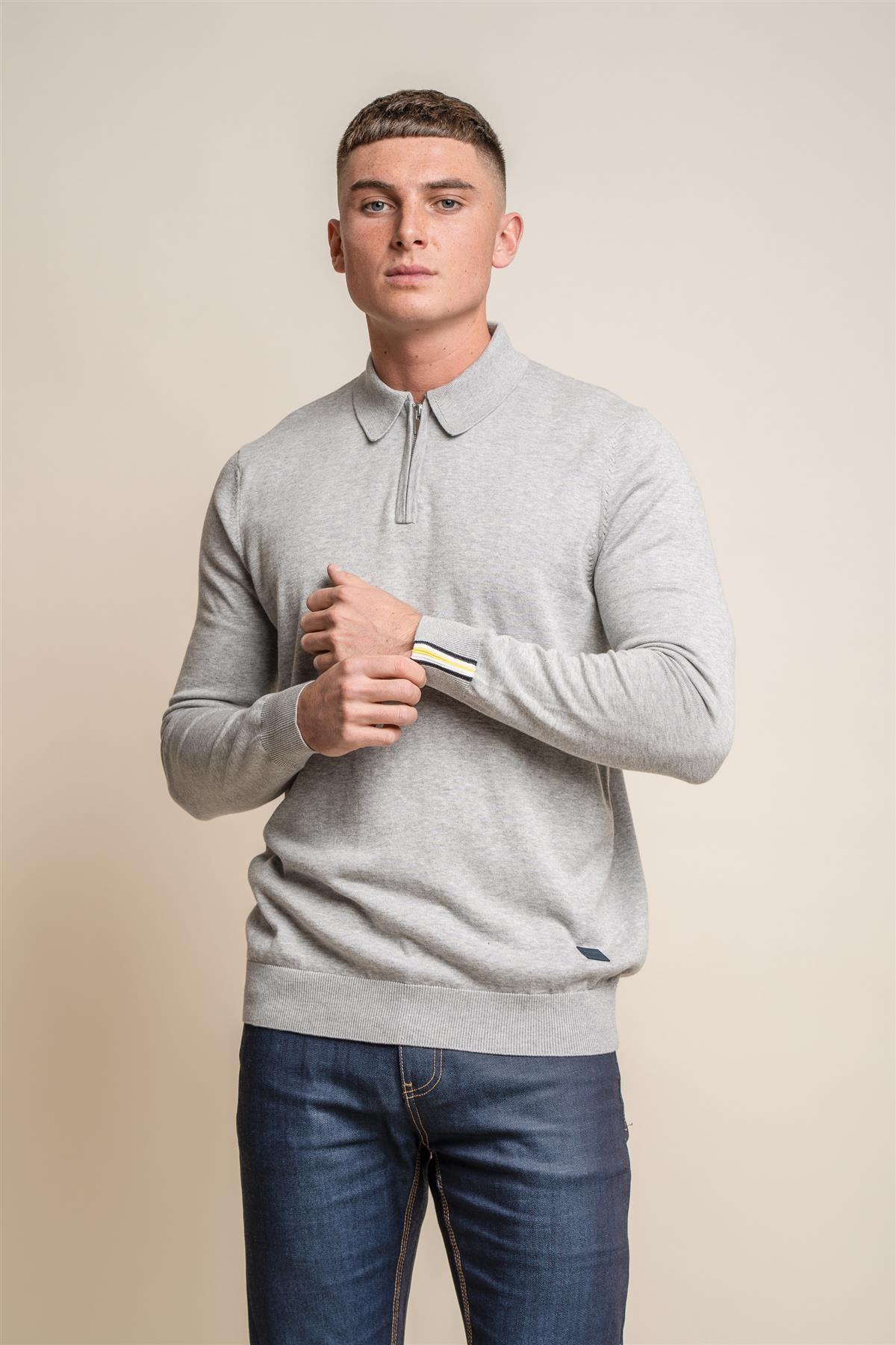 Falcao Grigio - Pullover da uomo con zip - Cavani