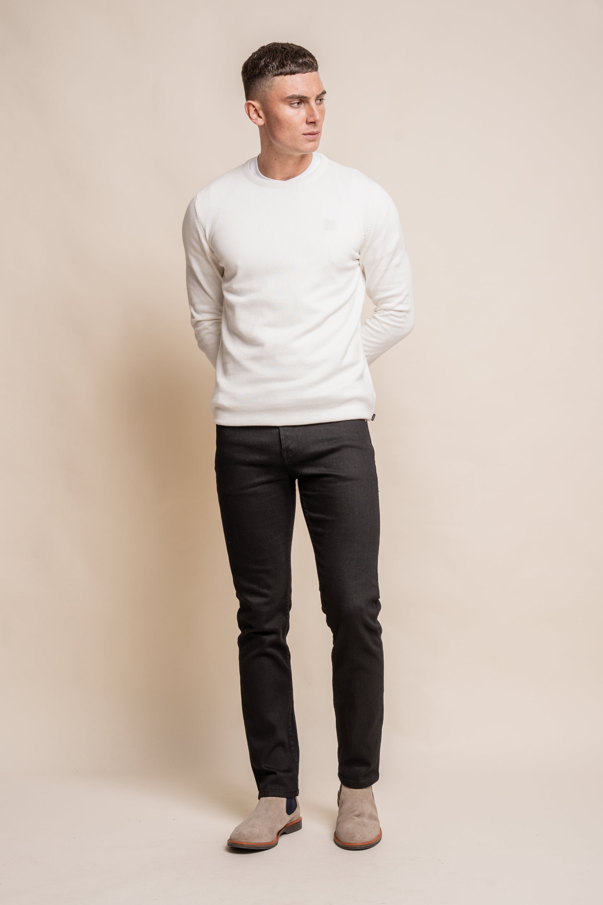Cavani KN101 Beige - Maglione da uomo lavorato a maglia