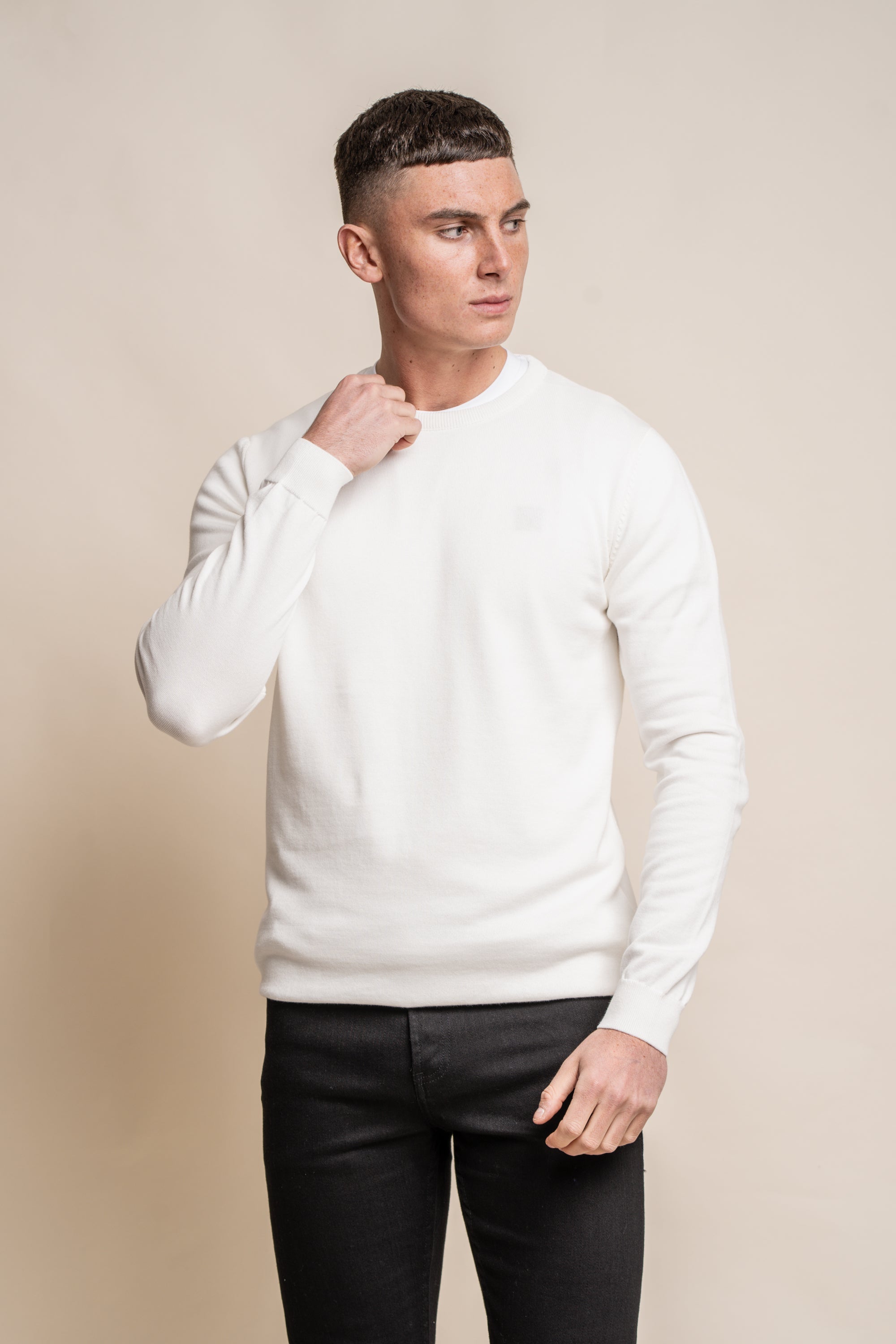 Cavani KN101 Beige - Maglione da uomo lavorato a maglia