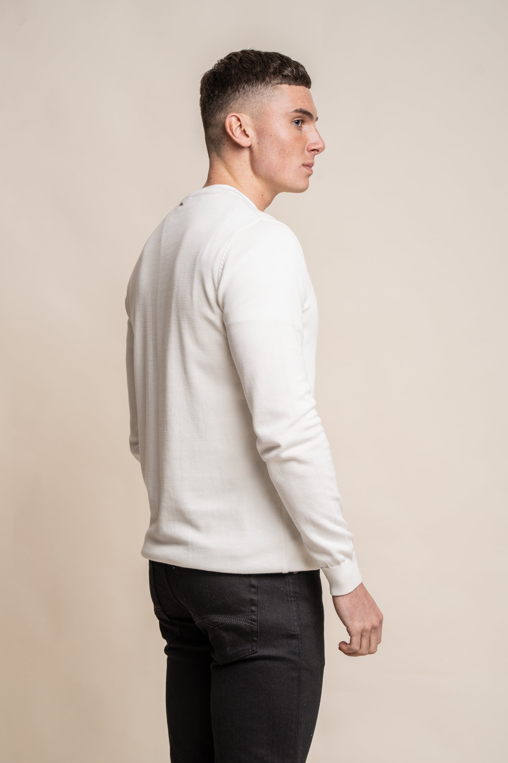 Cavani KN101 Beige - Maglione da uomo lavorato a maglia
