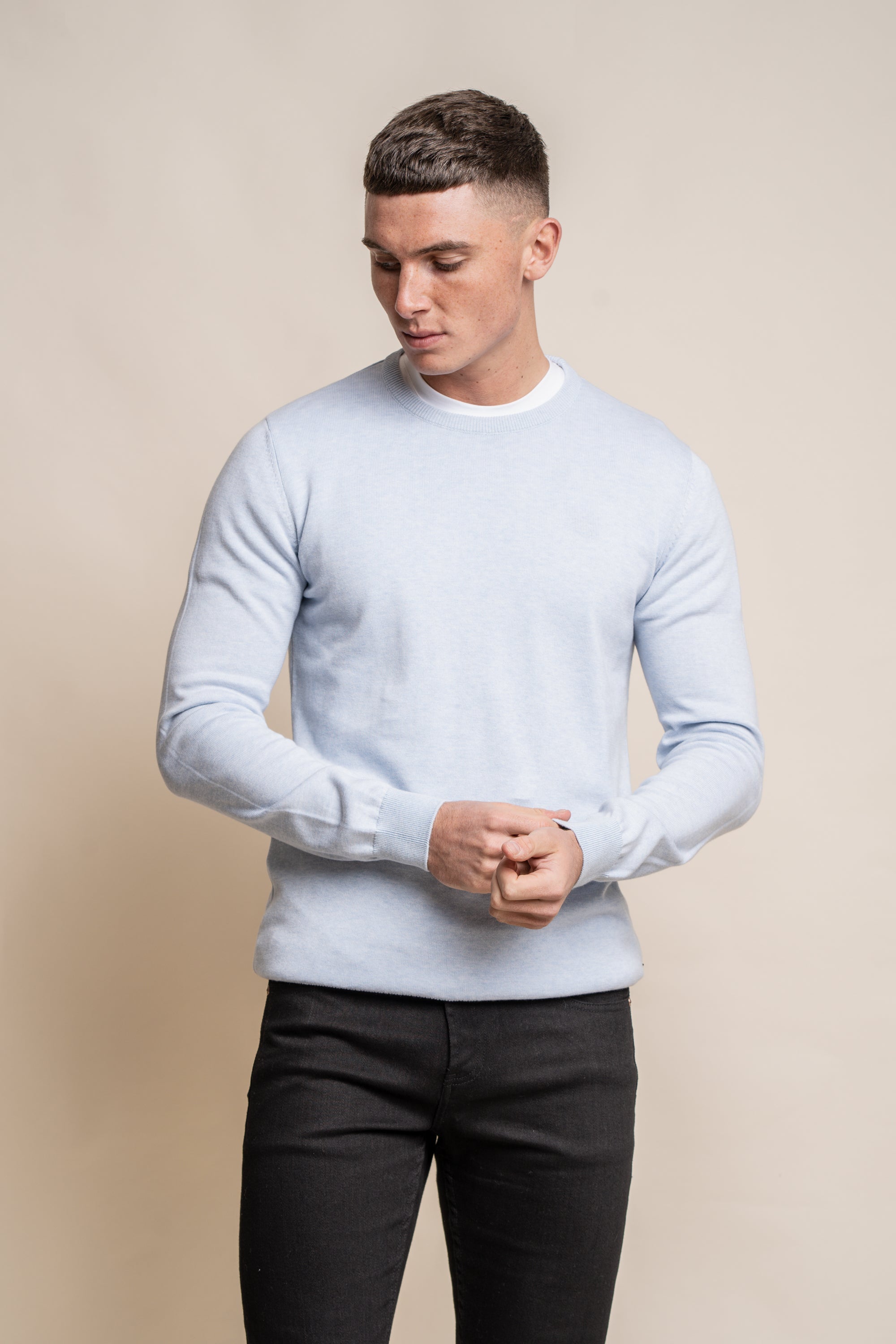 Cavani KN101 Beige - Maglione da uomo lavorato a maglia