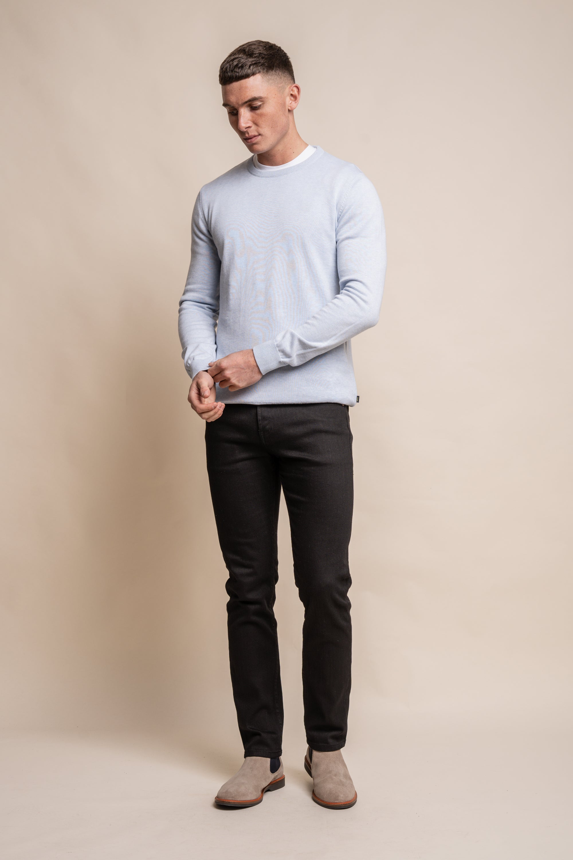 Cavani KN101 Beige - Maglione da uomo lavorato a maglia