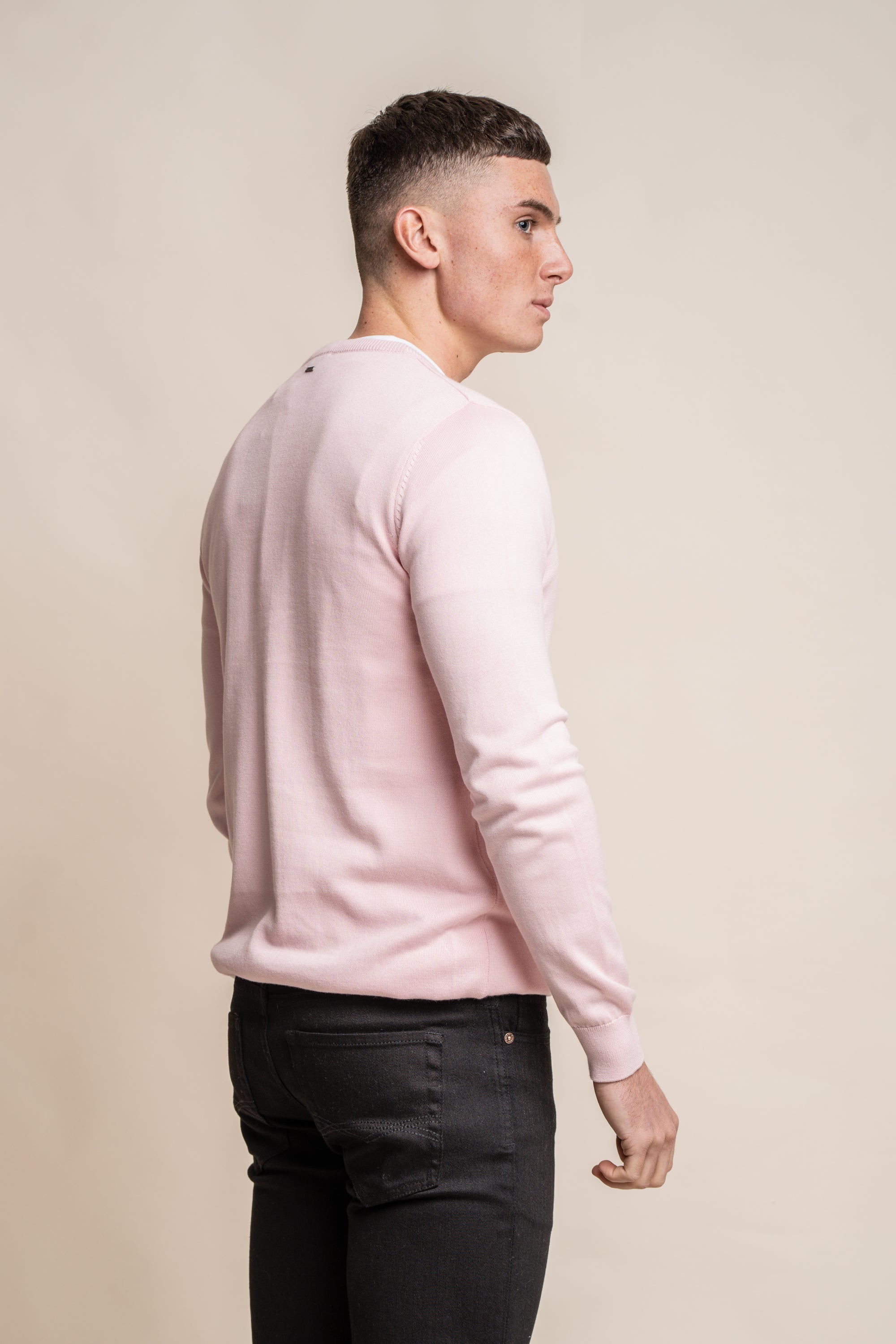Cavani KN101 Rosa - Maglione da uomo lavorato a maglia