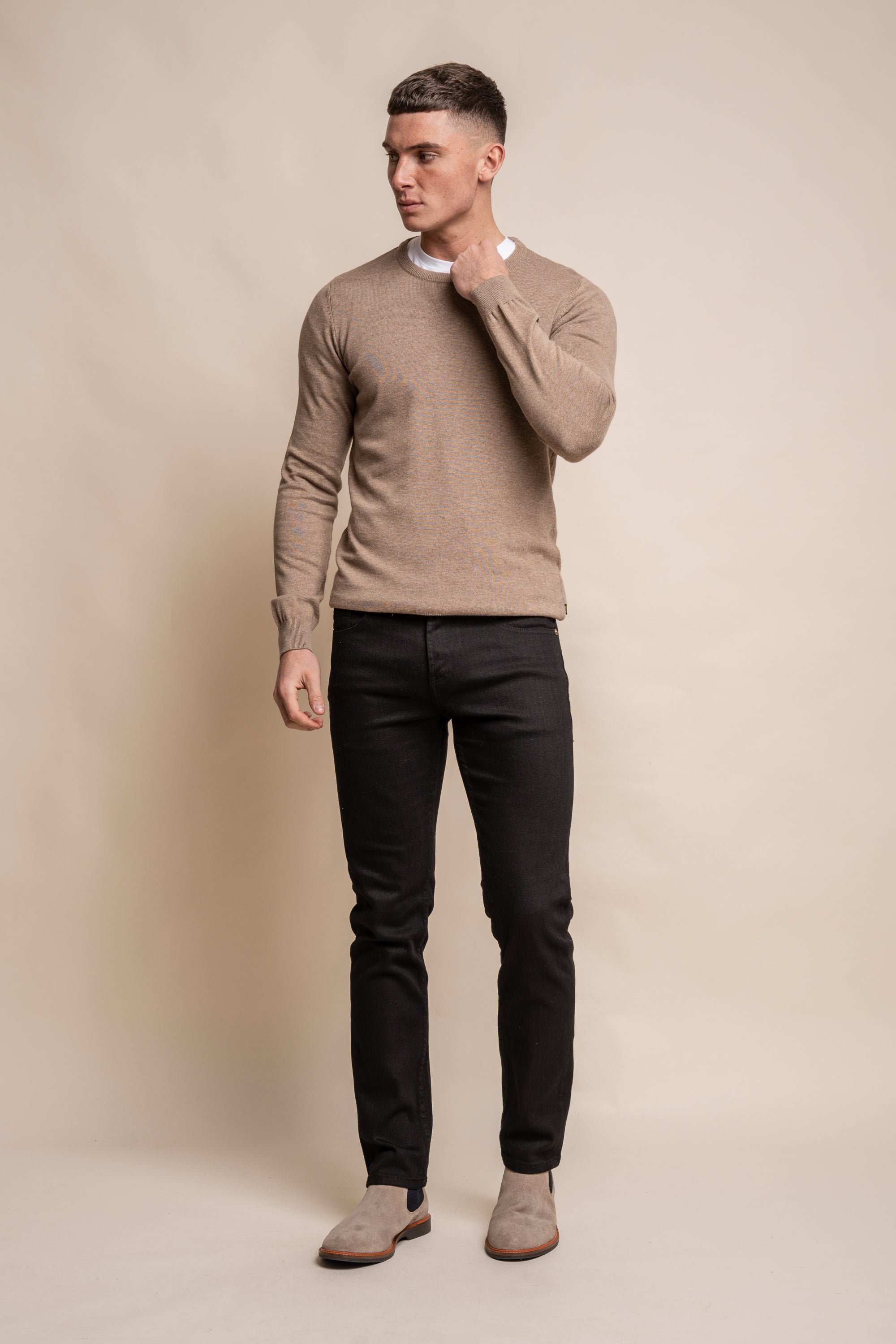 Cavani KN101 Beige - Maglione da uomo lavorato a maglia