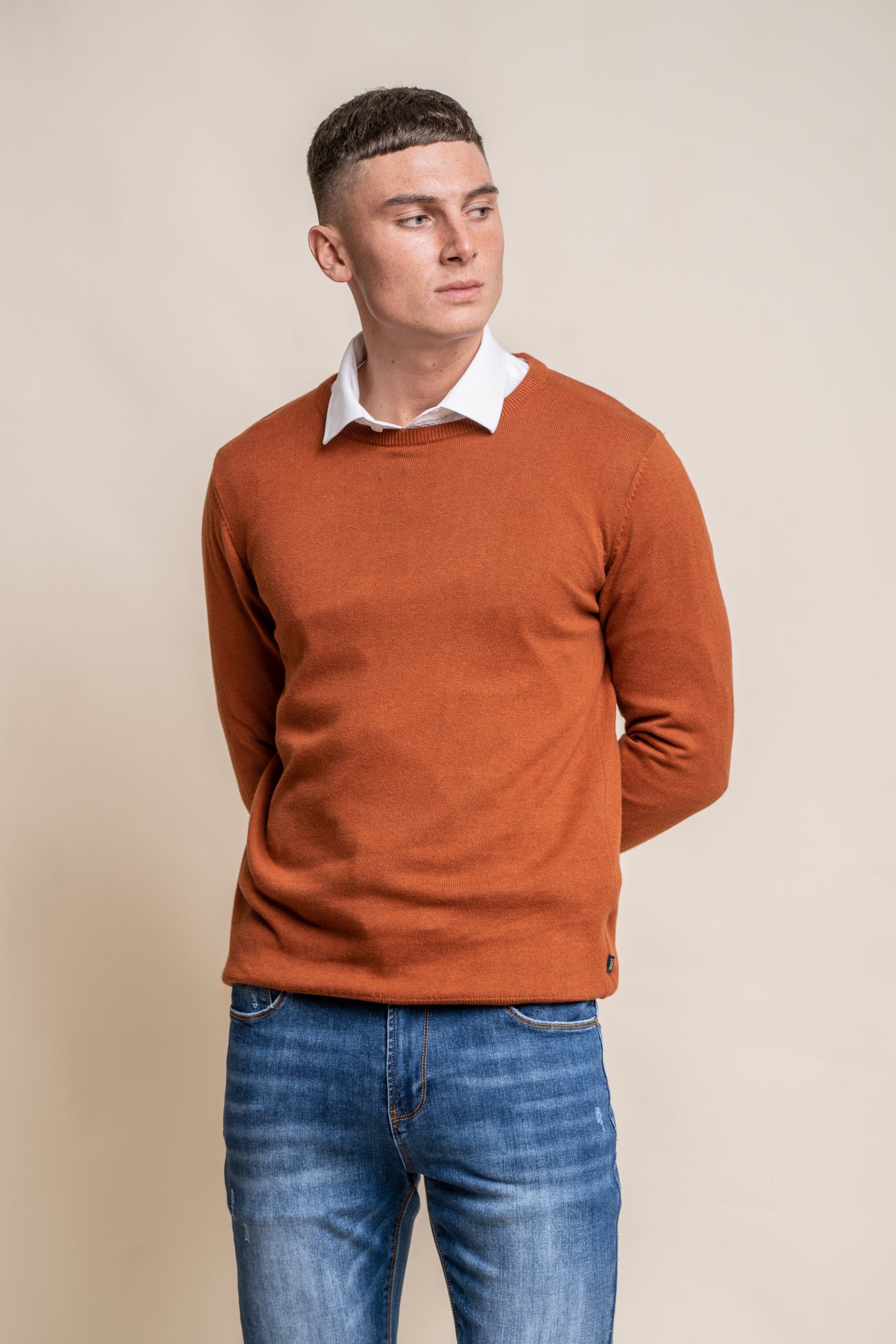 Cavani KN101 Beige - Maglione da uomo lavorato a maglia