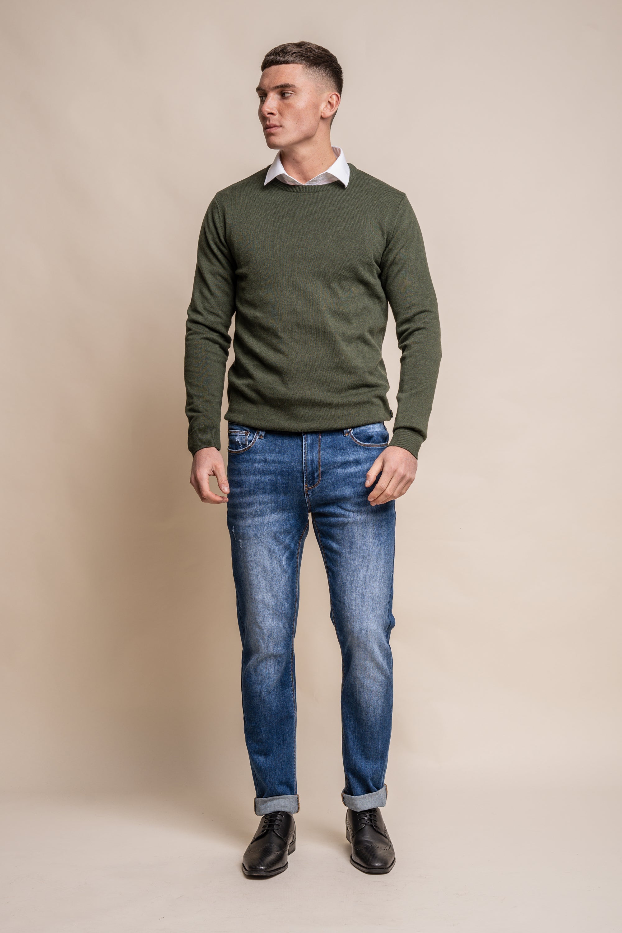 Cavani KN101 Beige - Maglione da uomo lavorato a maglia