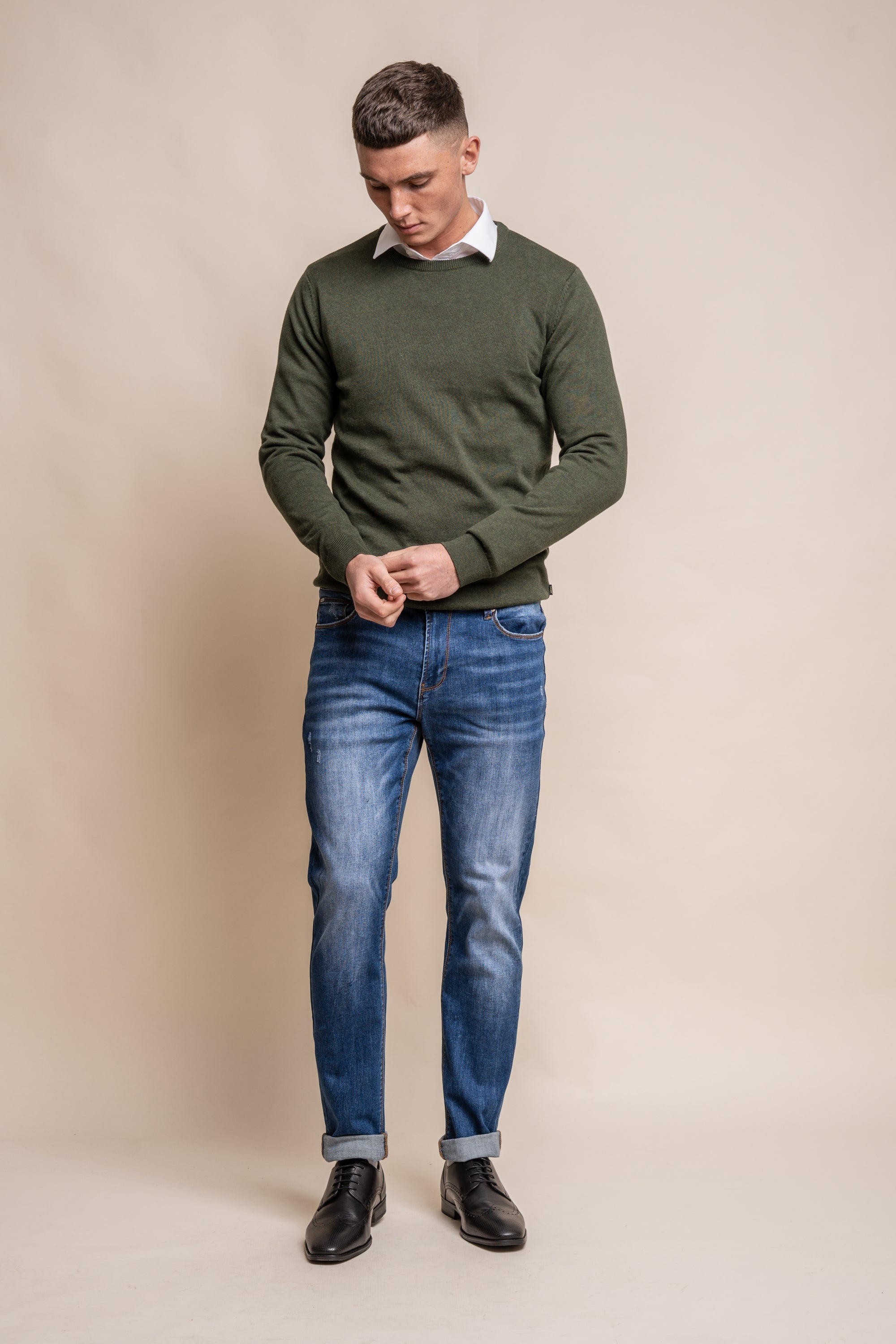 Cavani KN101 Beige - Maglione da uomo lavorato a maglia