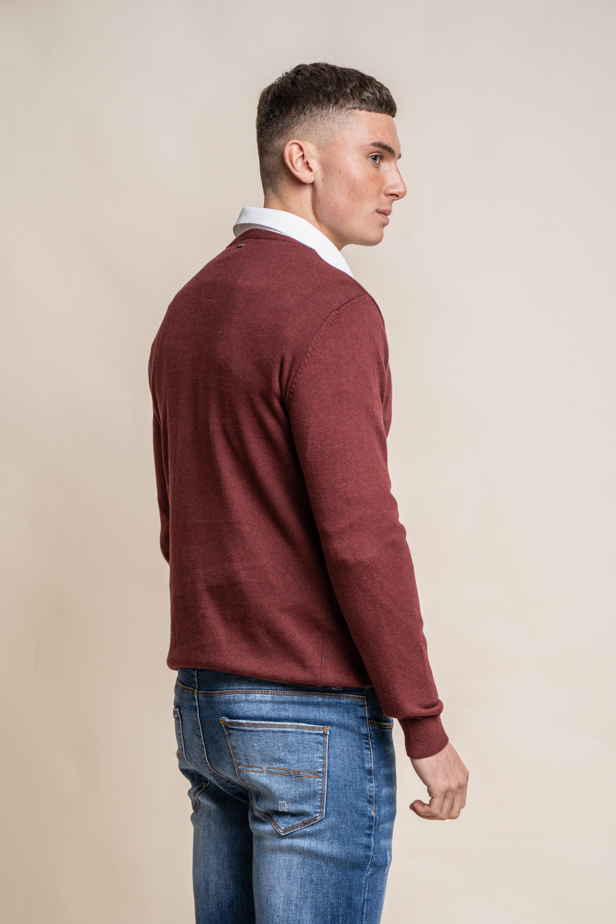 Cavani KN101 Beige - Maglione da uomo lavorato a maglia