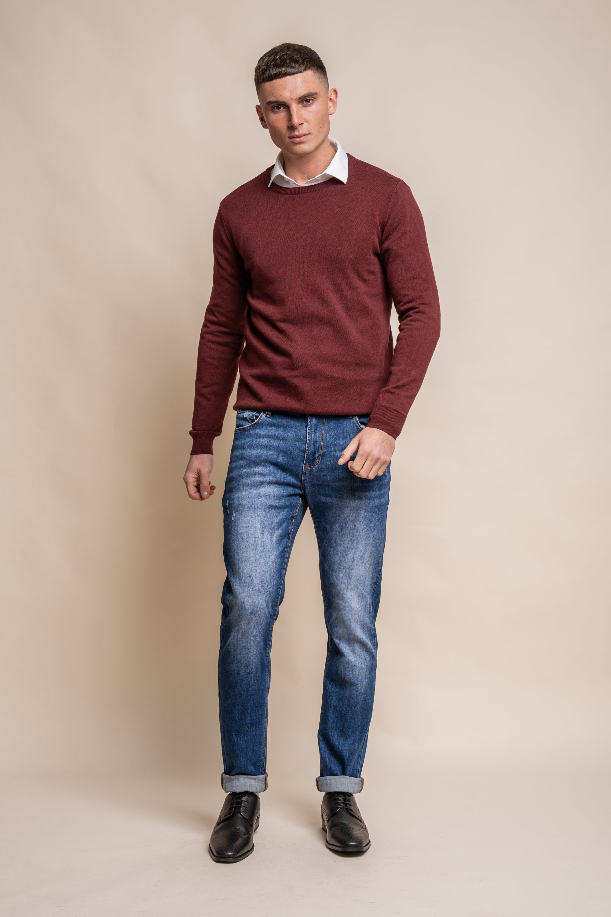 Cavani KN101 Rosa - Maglione da uomo lavorato a maglia