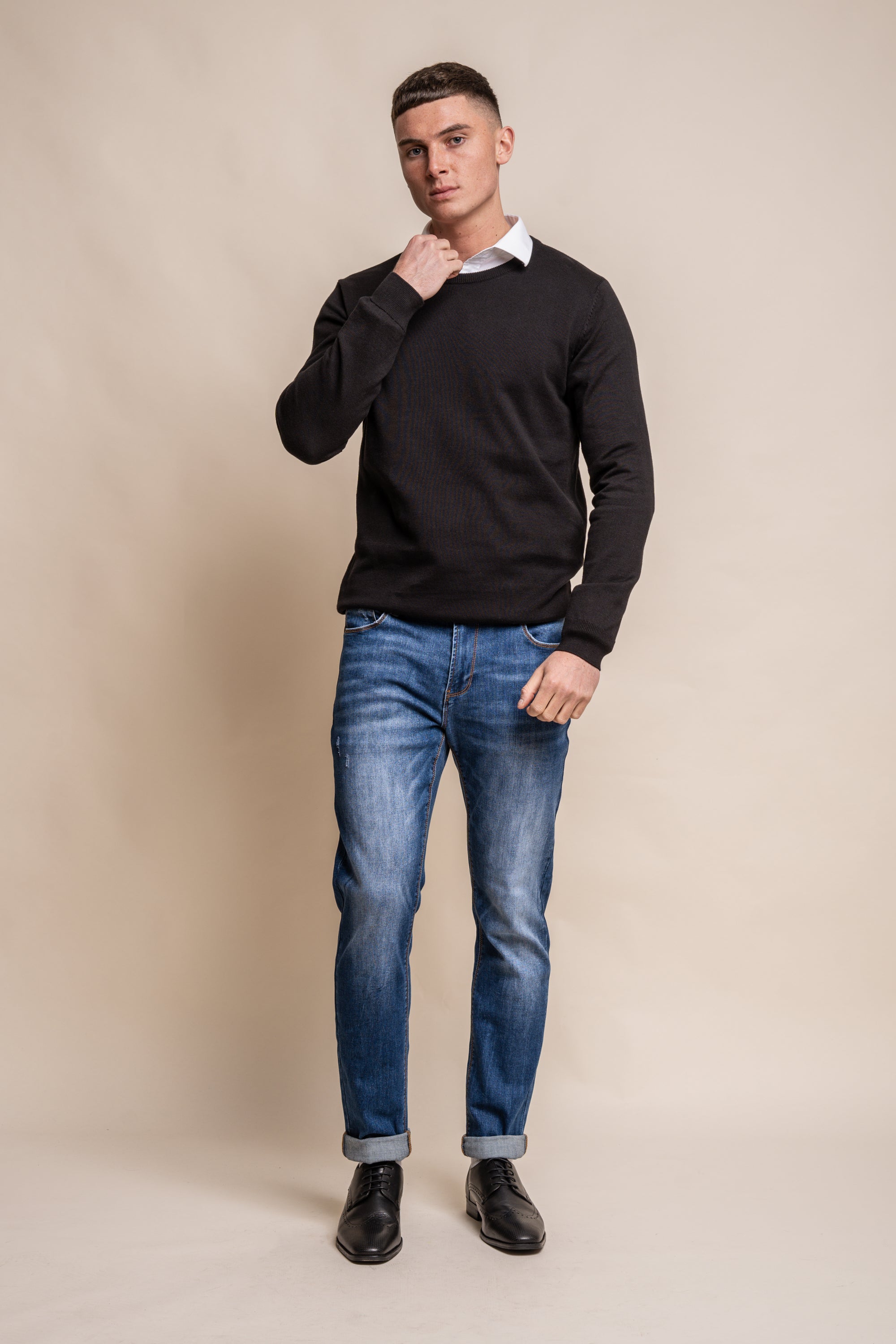 Cavani KN101 Rosa - Maglione da uomo lavorato a maglia