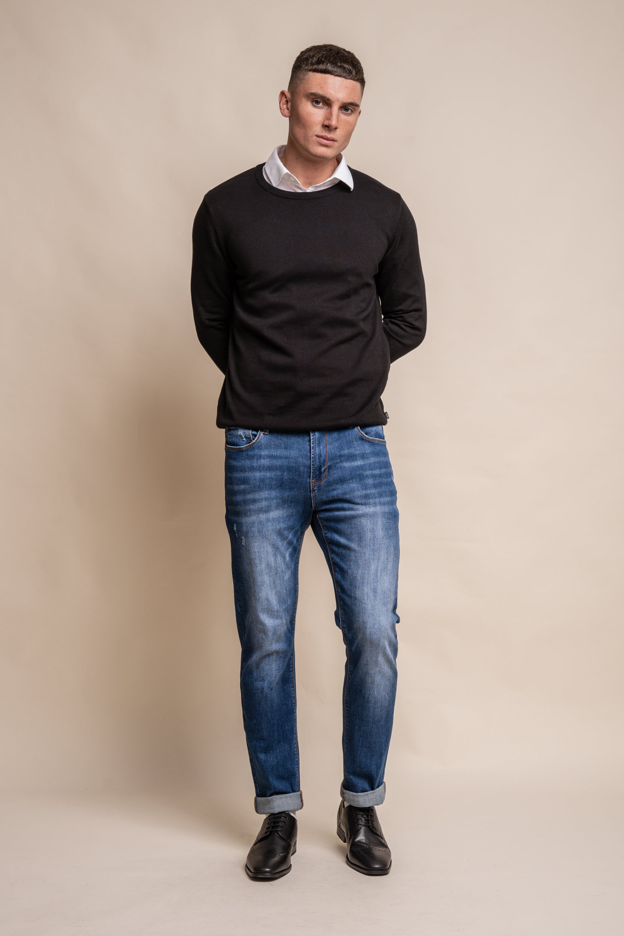 Cavani KN101 Beige - Maglione da uomo lavorato a maglia