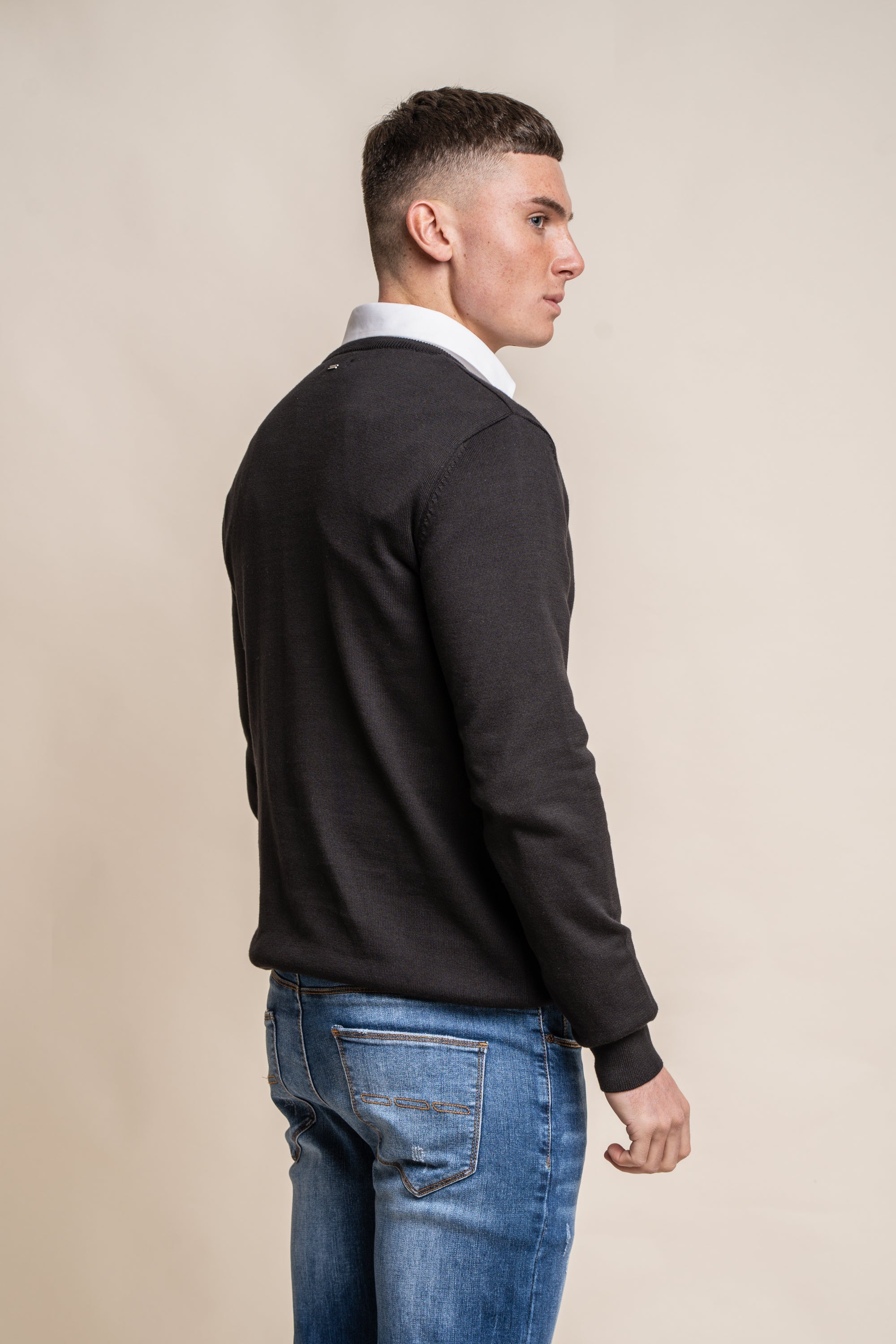 Cavani KN101 Beige - Maglione da uomo lavorato a maglia