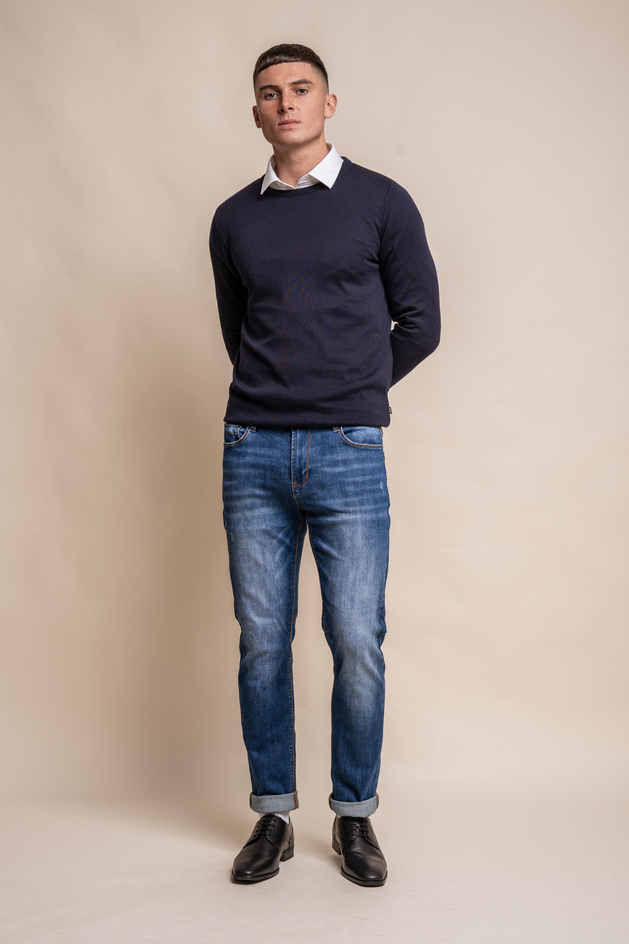 Cavani KN101 Beige - Maglione da uomo lavorato a maglia