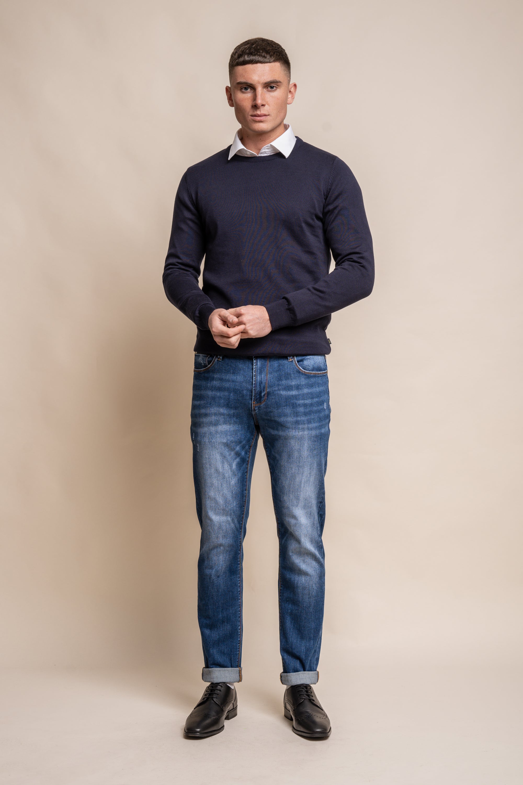 Cavani KN101 Beige - Maglione da uomo lavorato a maglia