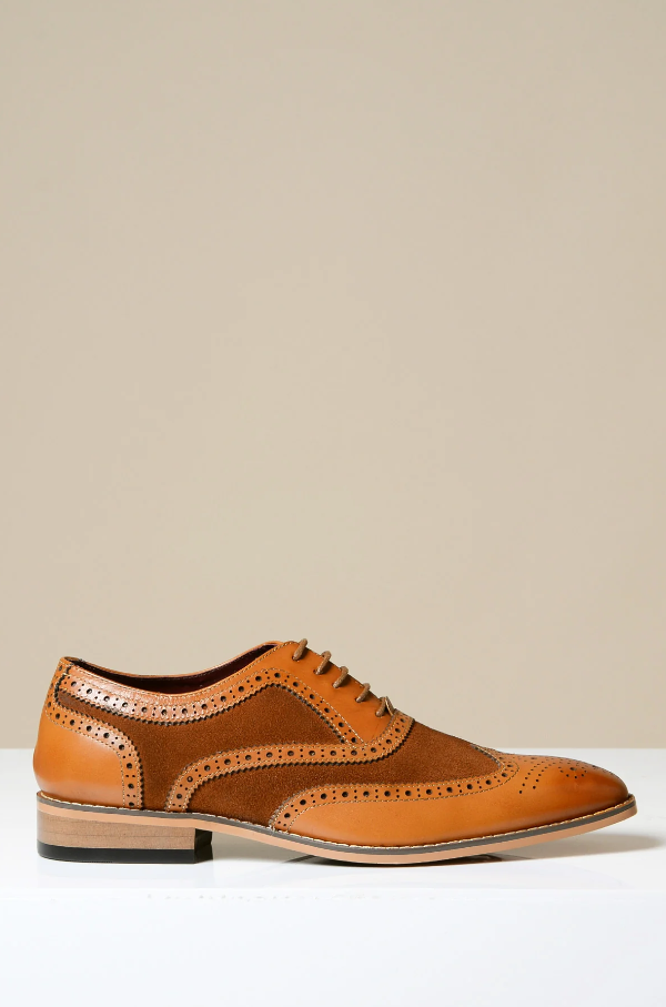 Scarpe in pelle marrone, Marc Darcy Bradley - Brogue con punta alata