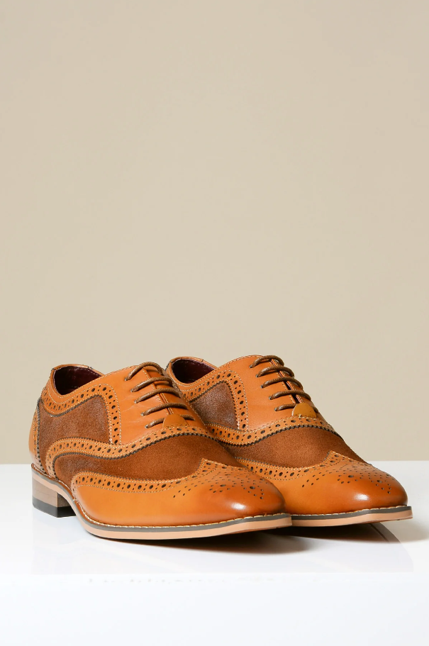 Scarpe in pelle marrone, Marc Darcy Bradley - Brogue con punta alata