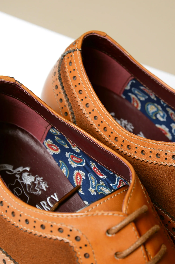 Scarpe in pelle marrone, Marc Darcy Bradley - Brogue con punta alata