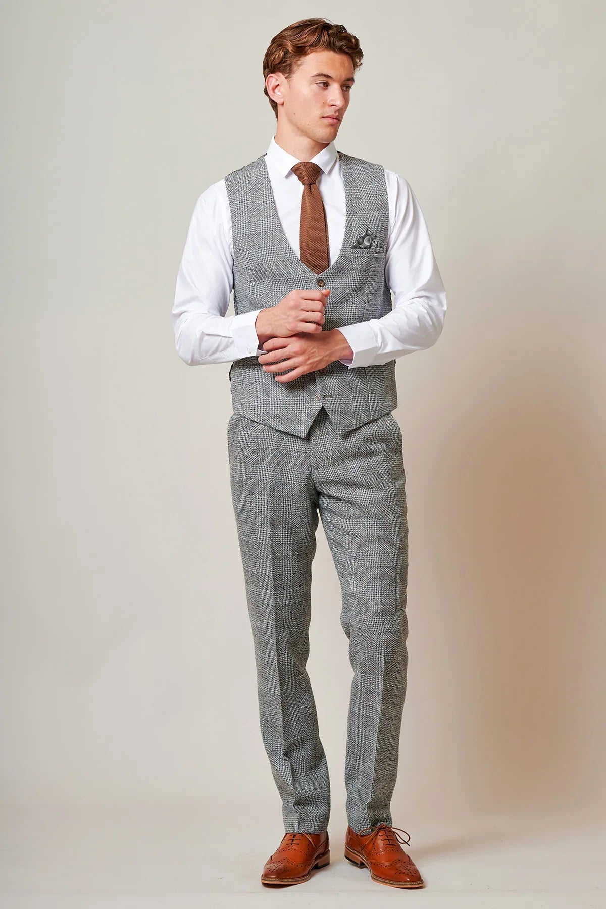 Marc Darcy – Gilet Kris Tweed Grigio Argento