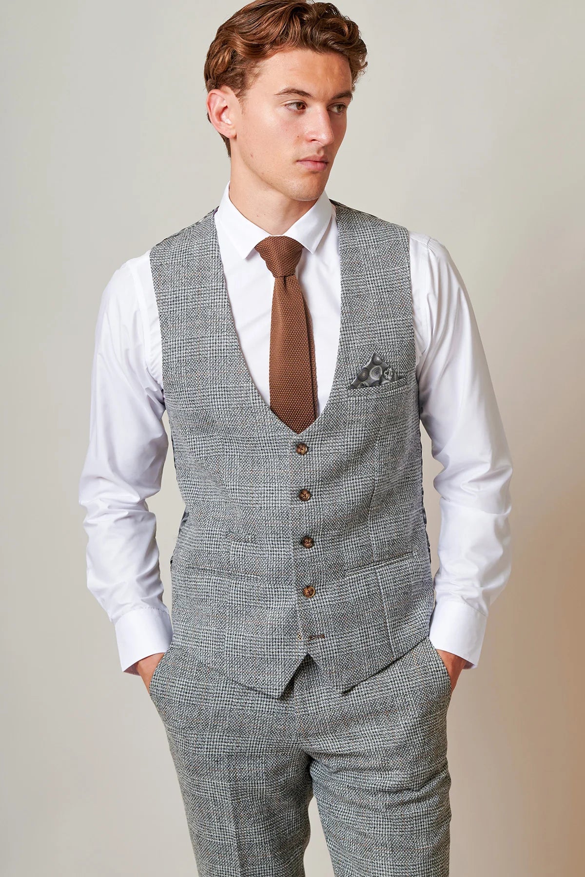 Marc Darcy – Gilet Kris Tweed Grigio Argento