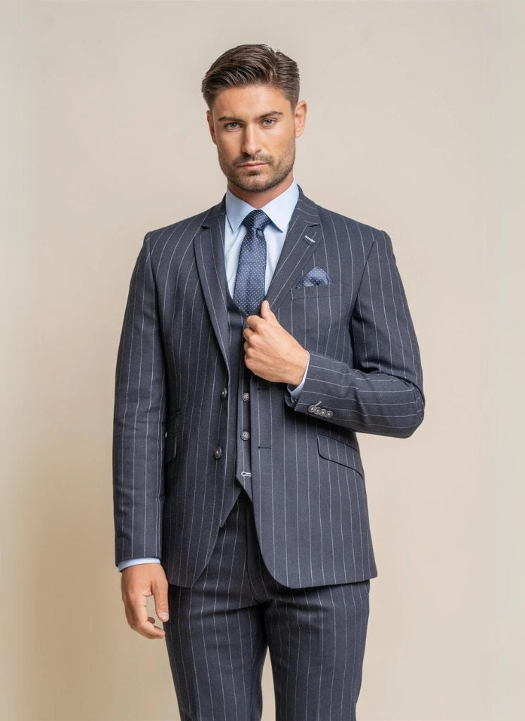 Giacca Vestito A Righe Blu Abito A Righe Blu Navy Per Uomo Cavani