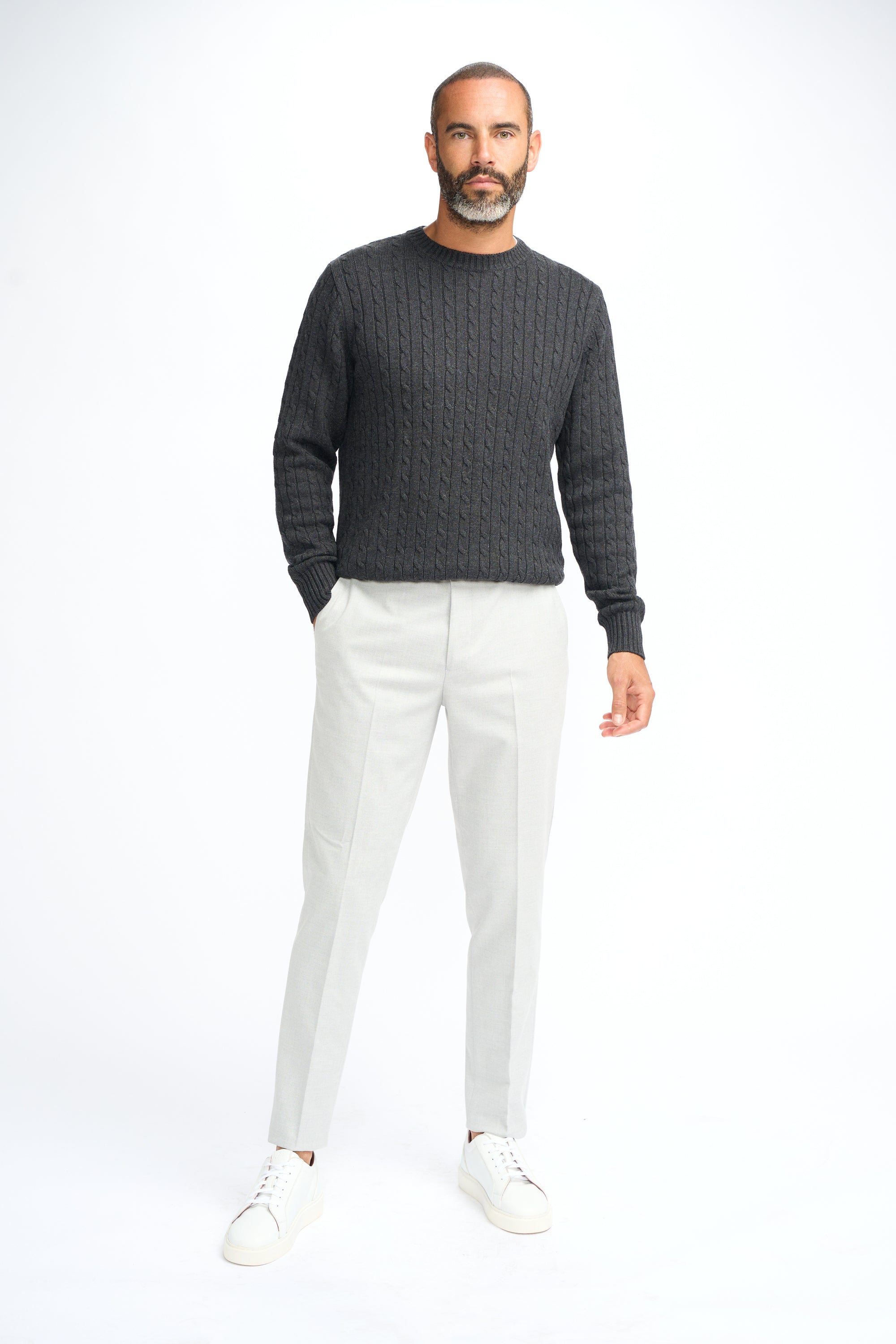 Cavani Foston Blu Navy - Maglione da uomo in lana a trecce