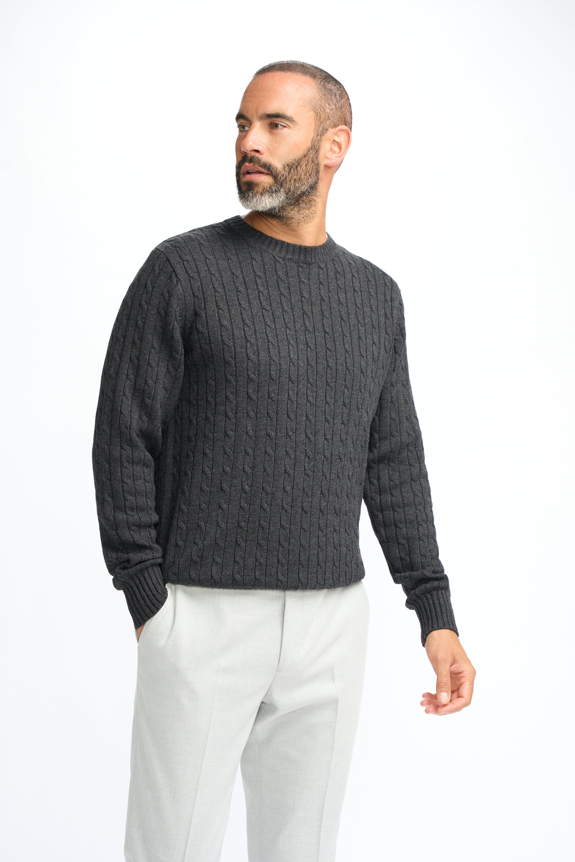 Cavani Foston Blu Navy - Maglione da uomo in lana a trecce