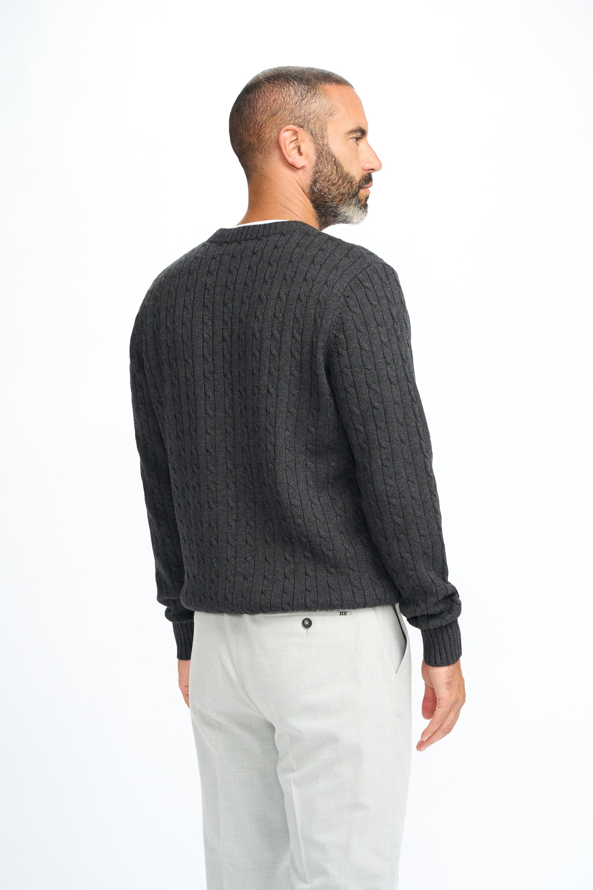 Cavani Foston Blu Navy - Maglione da uomo in lana a trecce