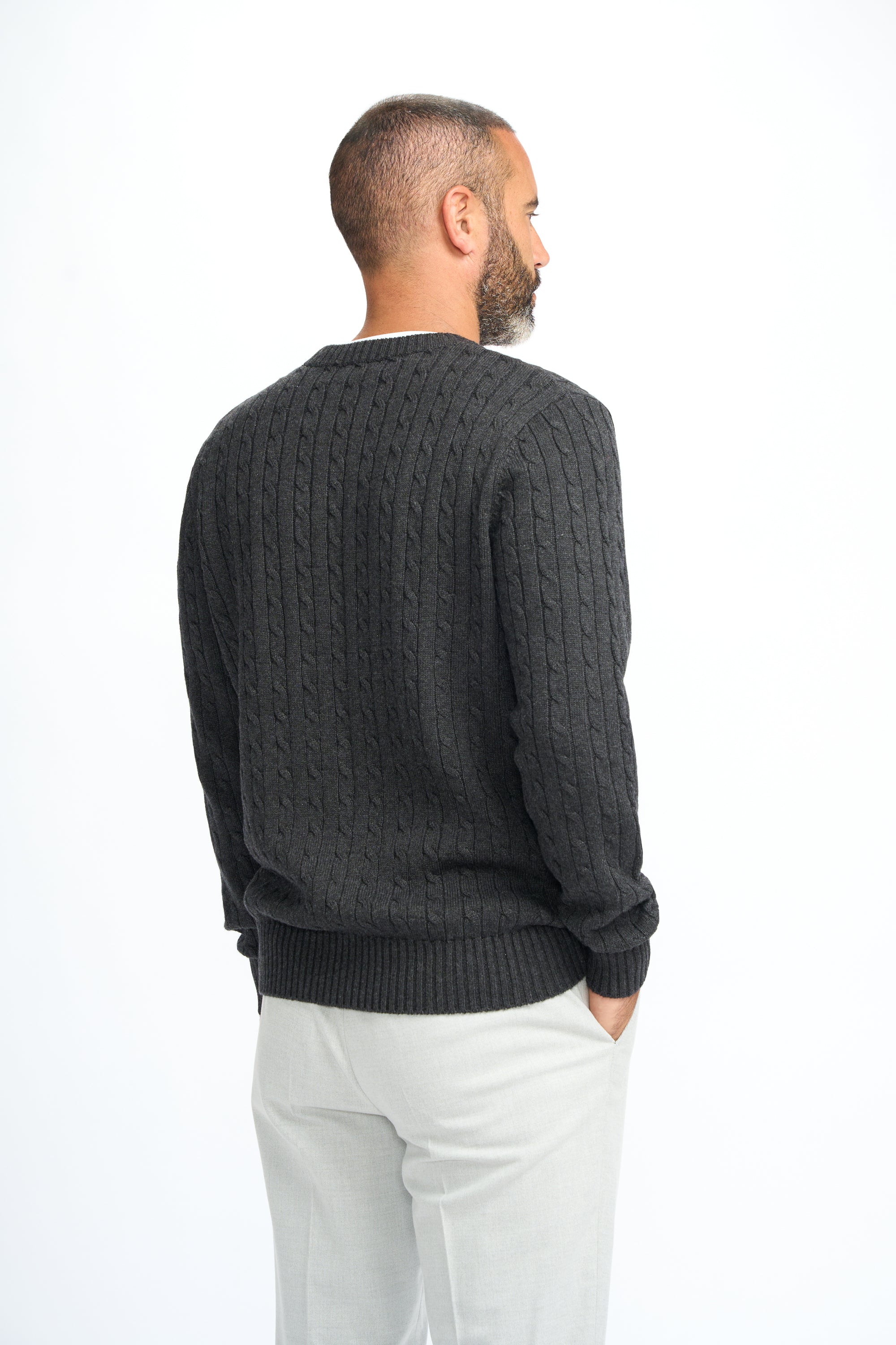 Cavani Foston Blu Navy - Maglione da uomo in lana a trecce