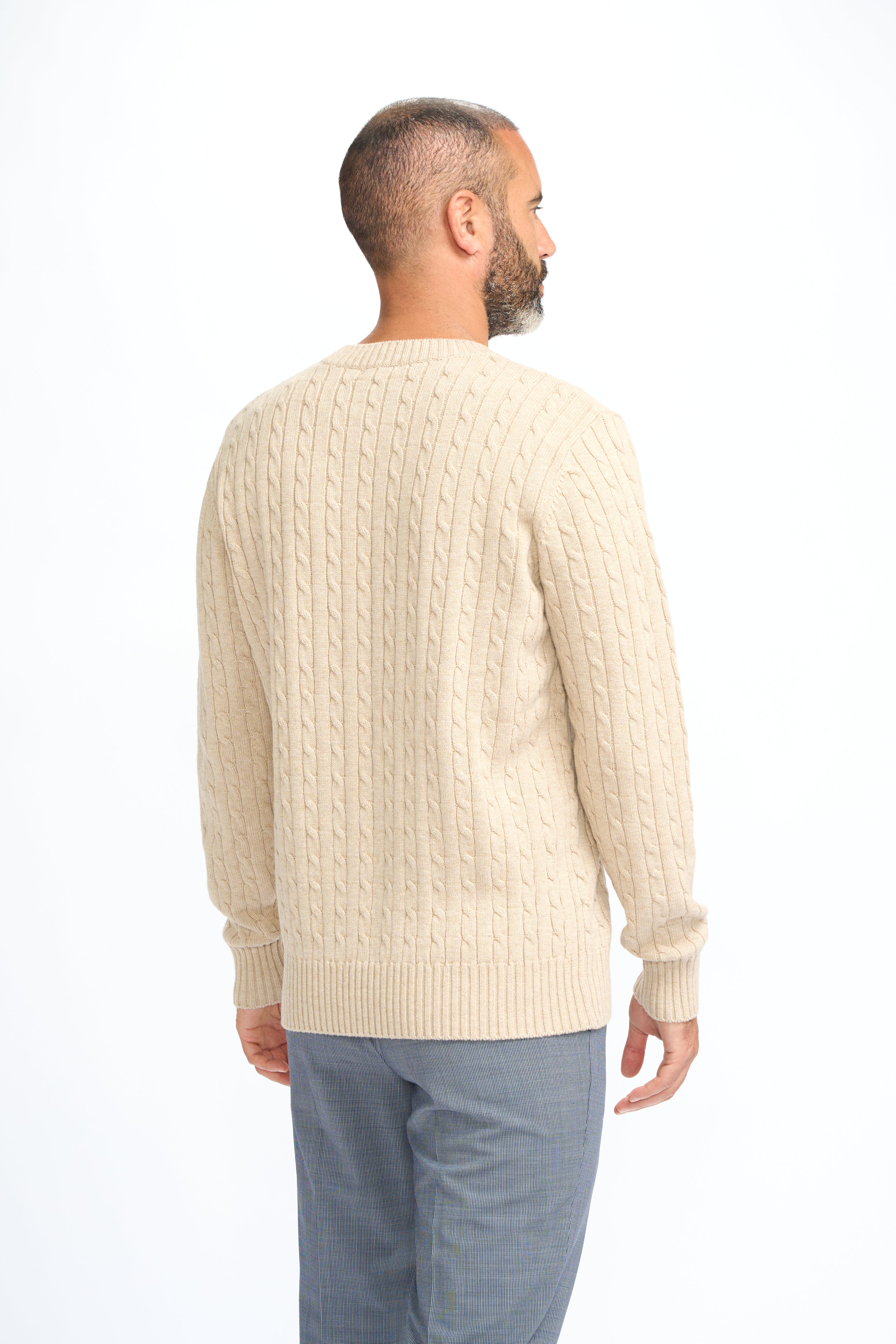 Cavani Foston Blu Navy - Maglione da uomo in lana a trecce